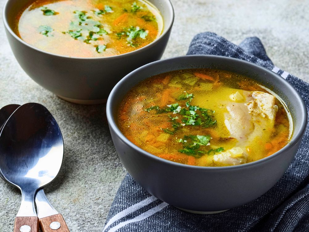 Super Simple Clear Broth Ginger Chicken Soup - Zulay Kitchen