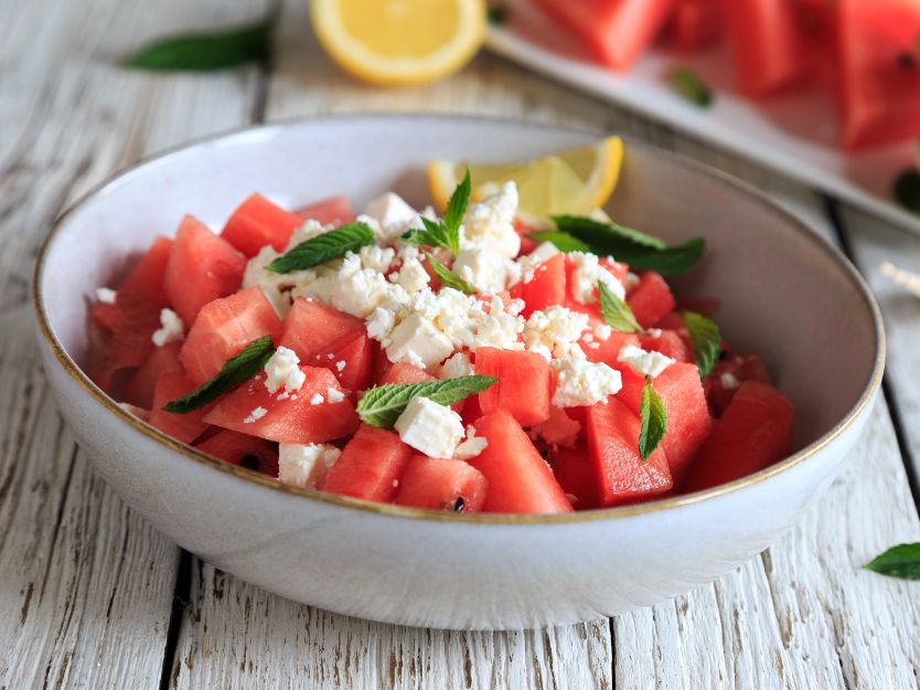LOOKING FOR AN EASY, REFRESHING, AND TASTY DISH? WE PRESENT YOU WITH THE PERFECT SOLUTION, OUR DELICIOUS VERSION OF WATERMELON SALAD!