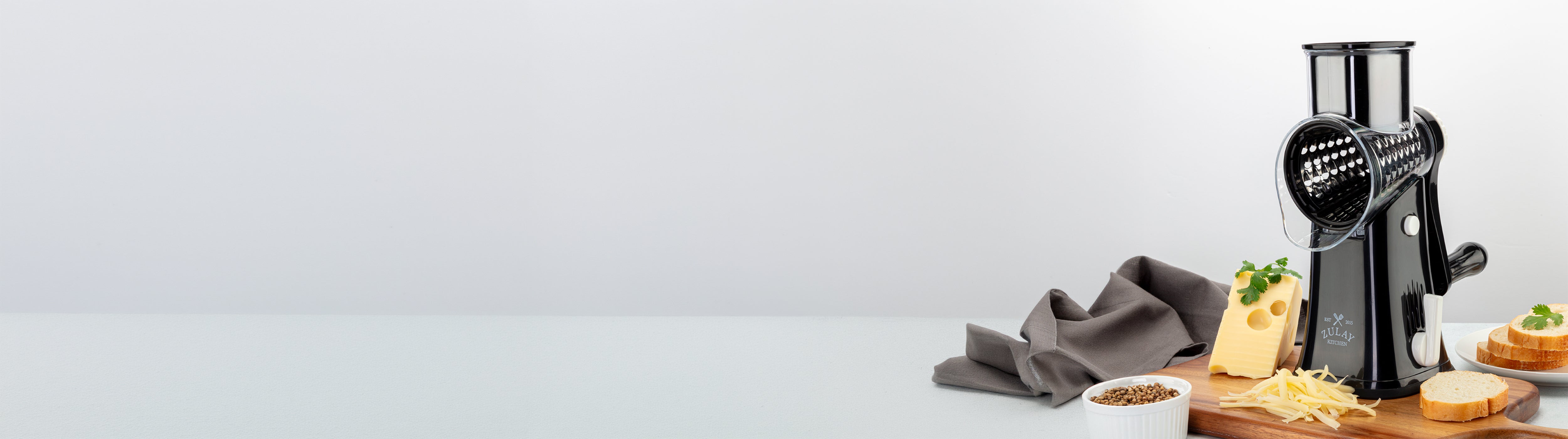 Zulay Kitchen Cheese Tools Collection - Rotary Cheese Grater and Grated Cheese.