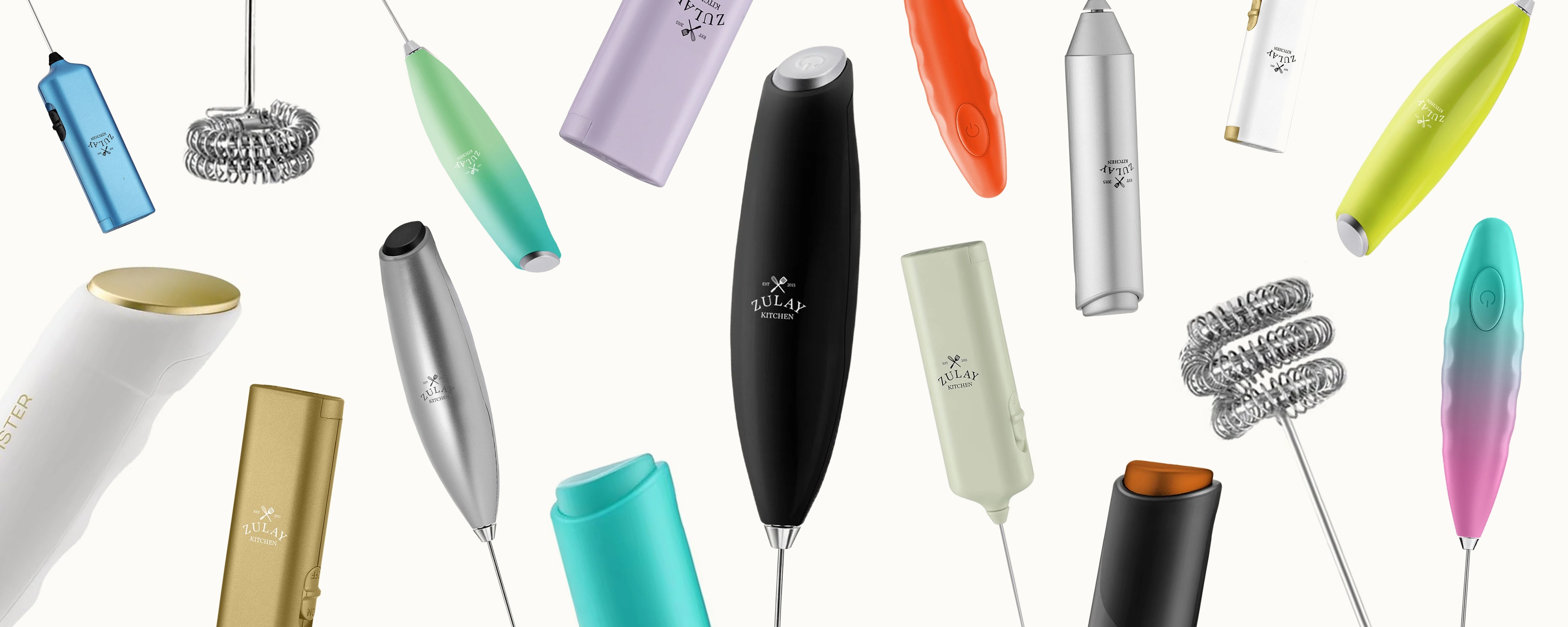 Zulay Kitchen Milk Frother Stands Collection - Milk Frother with Stand on a Kitchen Counter.