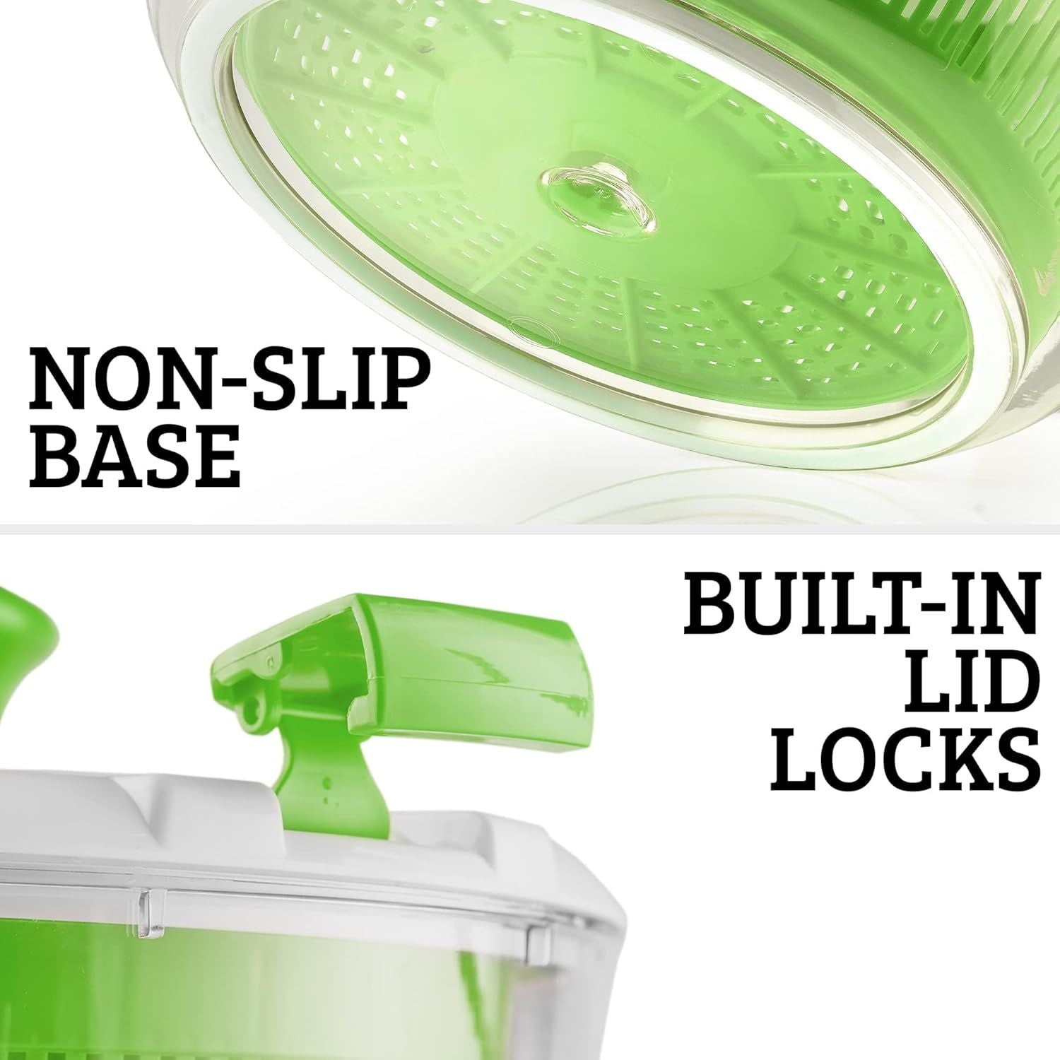 Manual Crank Salad Spinner with Non-Slip Base for Stability by Zulay Kitchen