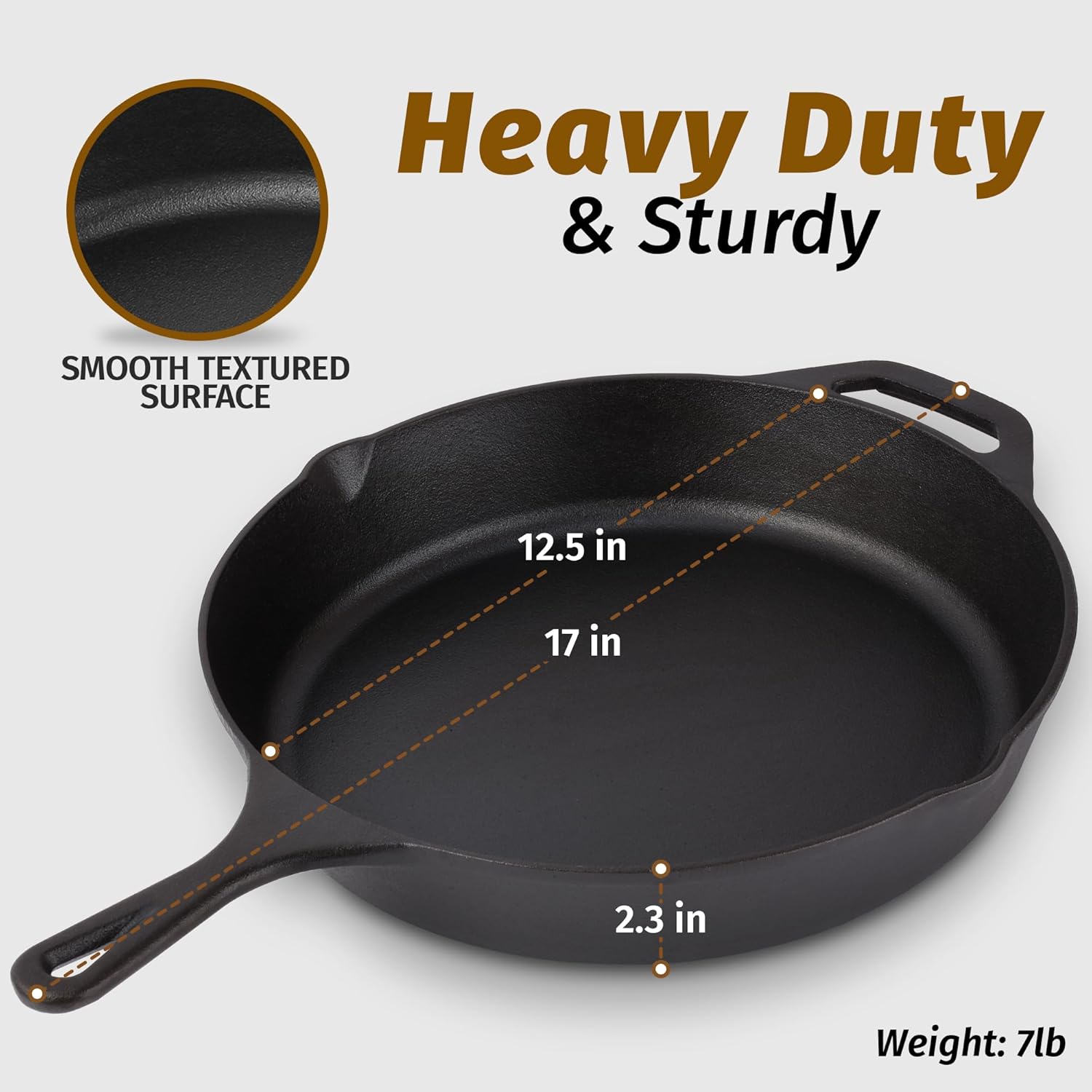 Heavy-Duty Cast Iron Frying Pan for All Cooktops by Zulay Kitchen