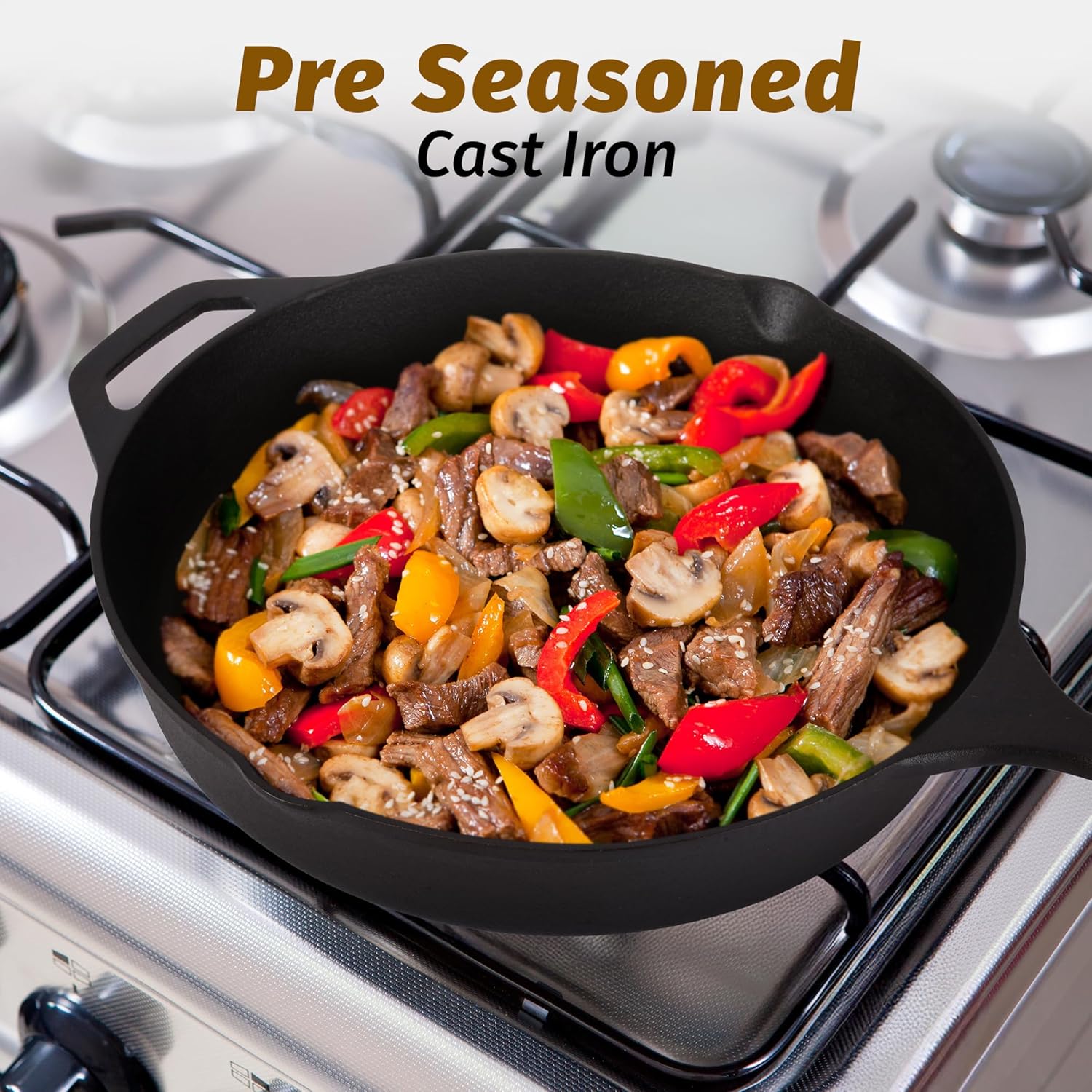 Pre-Seasoned Long-Lasting Cast Iron Skillet for Everyday Use by Zulay Kitchen