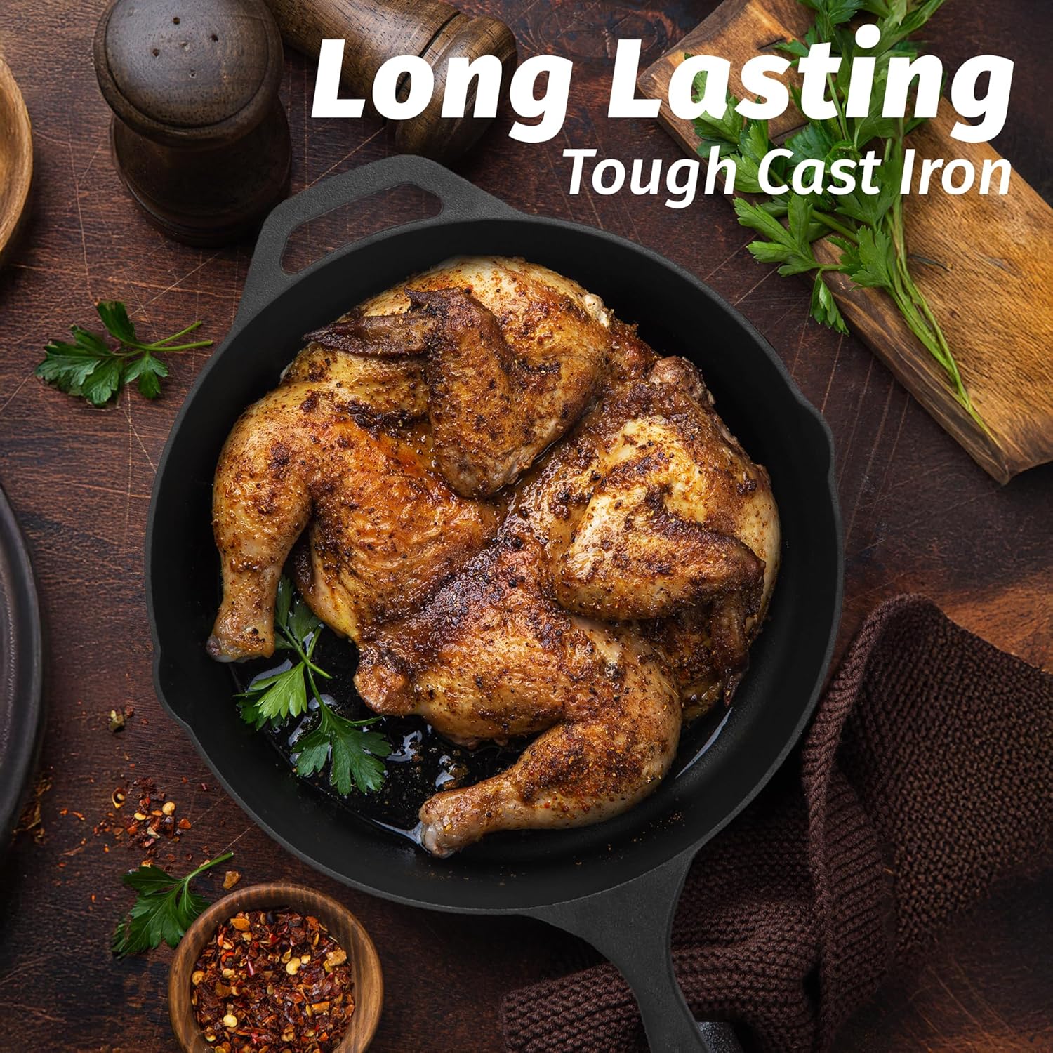Long-Lasting 12.5" Cast Iron Skillet by Zulay Kitchen by Zulay Kitchen
