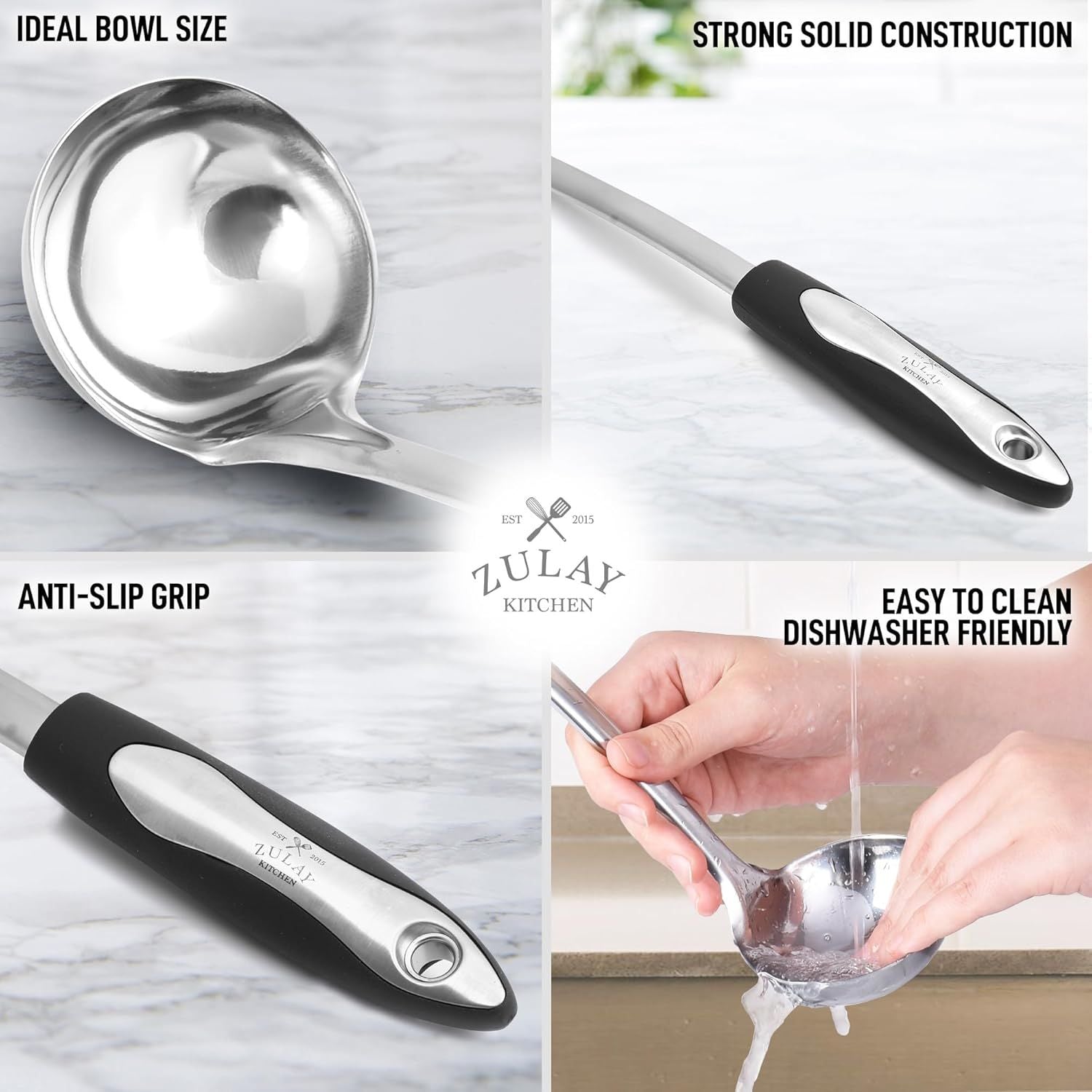 Easy to Clean Dishwasher Friendly Soup Ladle by Zulay Kitchen