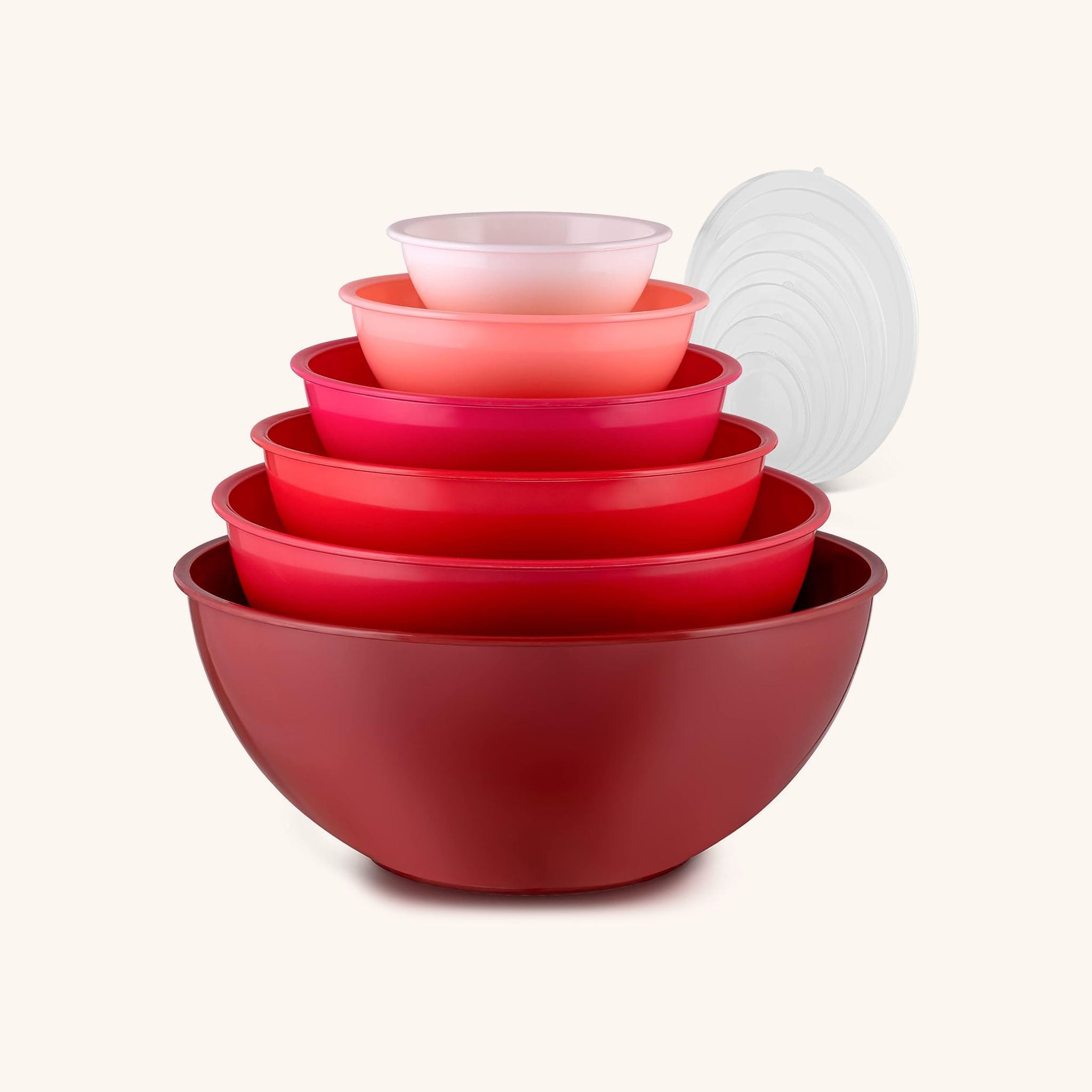 12-Piece Plastic Mixing Bowls Set with Lids - Red by Zulay Kitchen