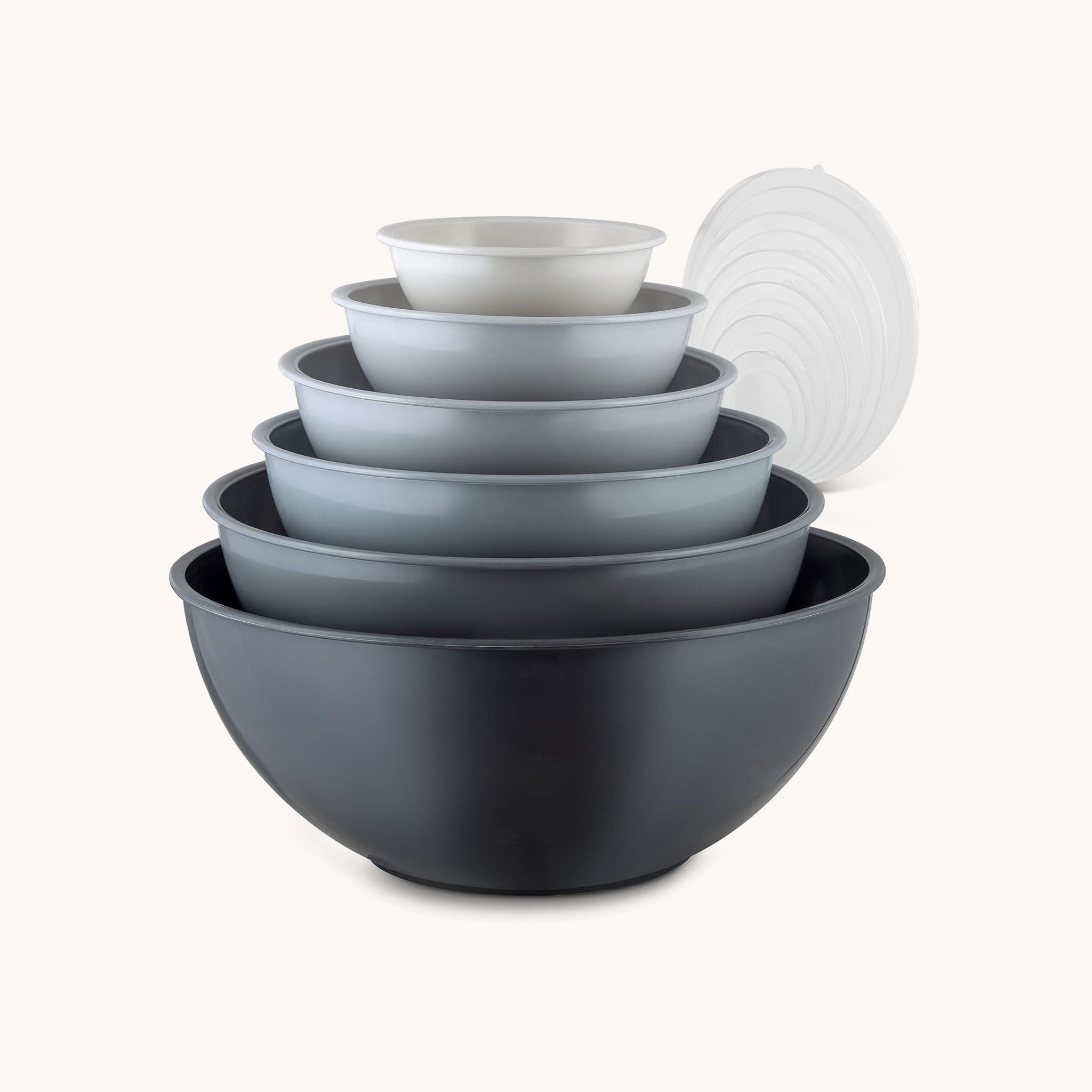 Plastic Mixing Bowls with Lids Set 12pc - Gray by Zulay Kitchen