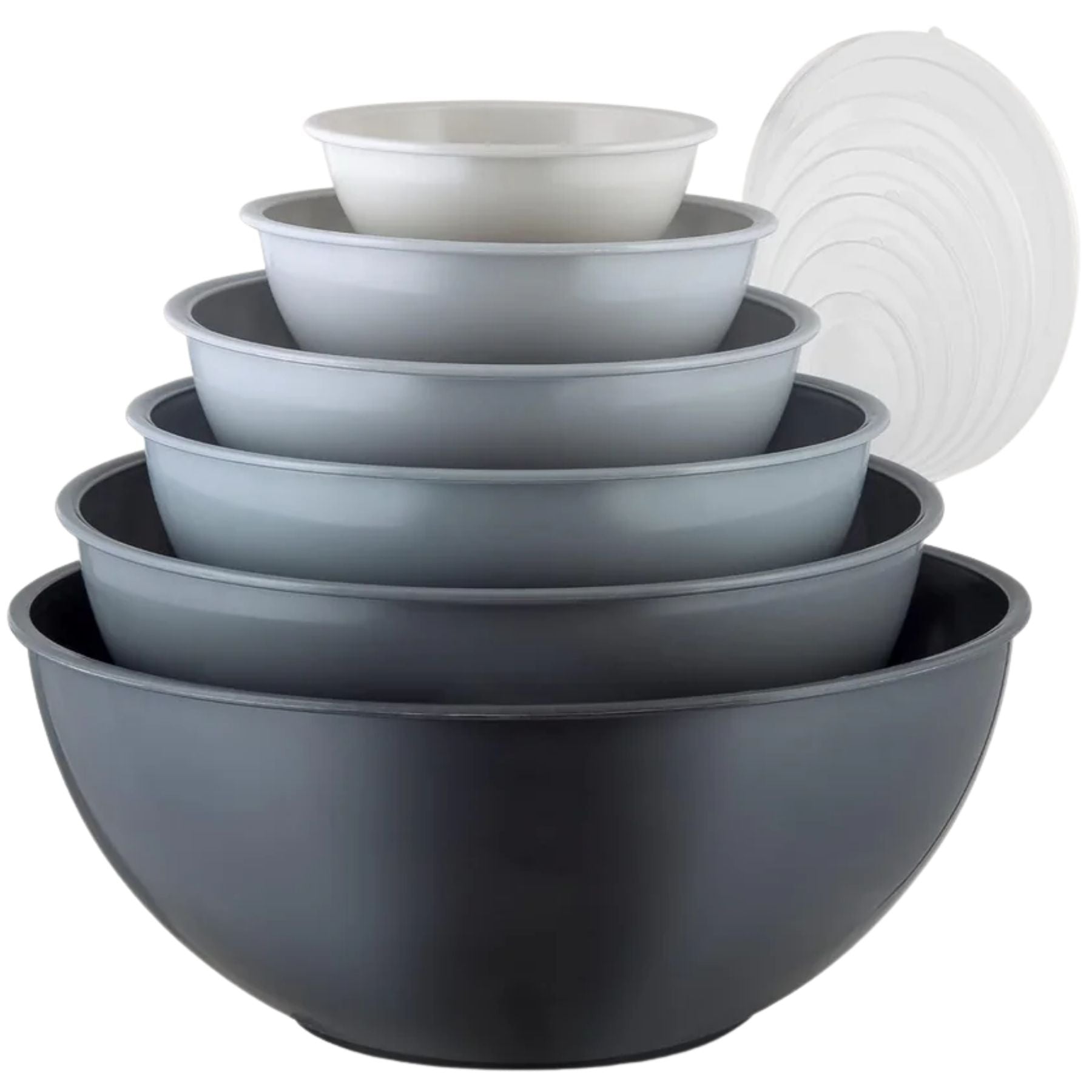 Plastic Mixing Bowls with Lids Set 12pc - Gray by Zulay Kitchen