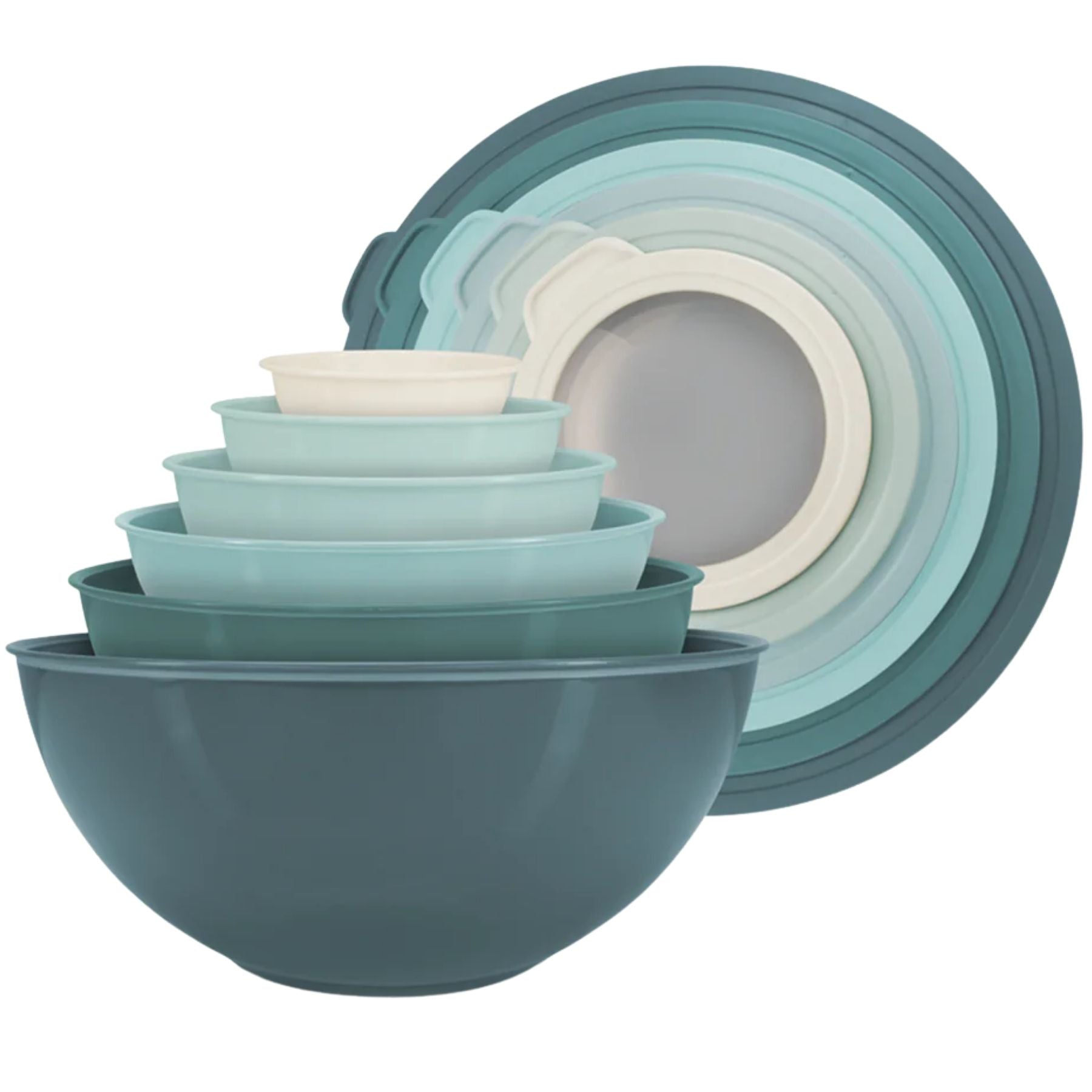 12-Piece Plastic Mixing Bowls Set with Lids - Turquoise Ombre by Zulay Kitchen