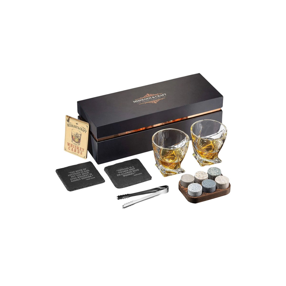 14-Piece Whiskey Glass & Stones Set