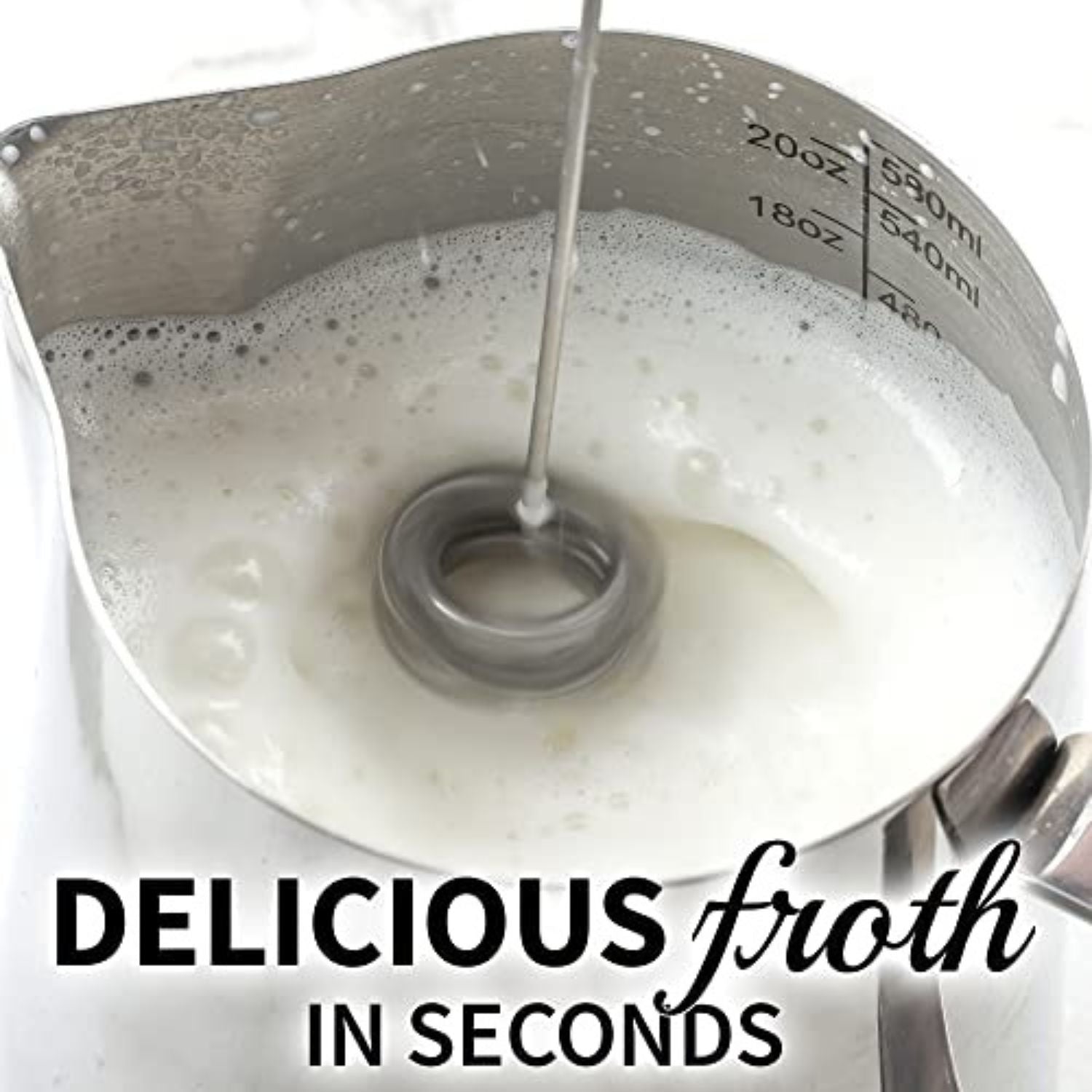 make froth in seconds using double whisk milk frother