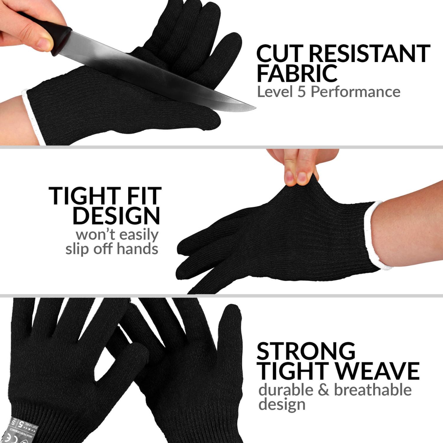Strong tight weave knife gloves