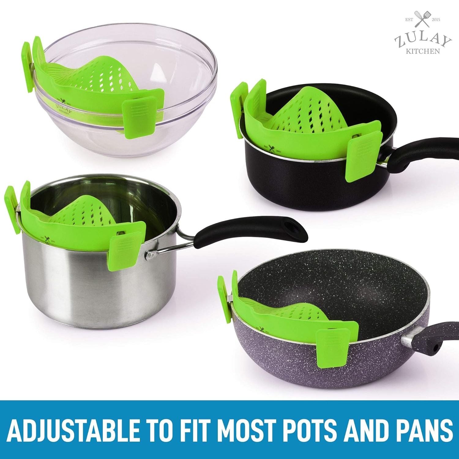 Adjustable Silicone Pot Strainer for Pots, Pans and Bowls – Heat-Resistant Strainer