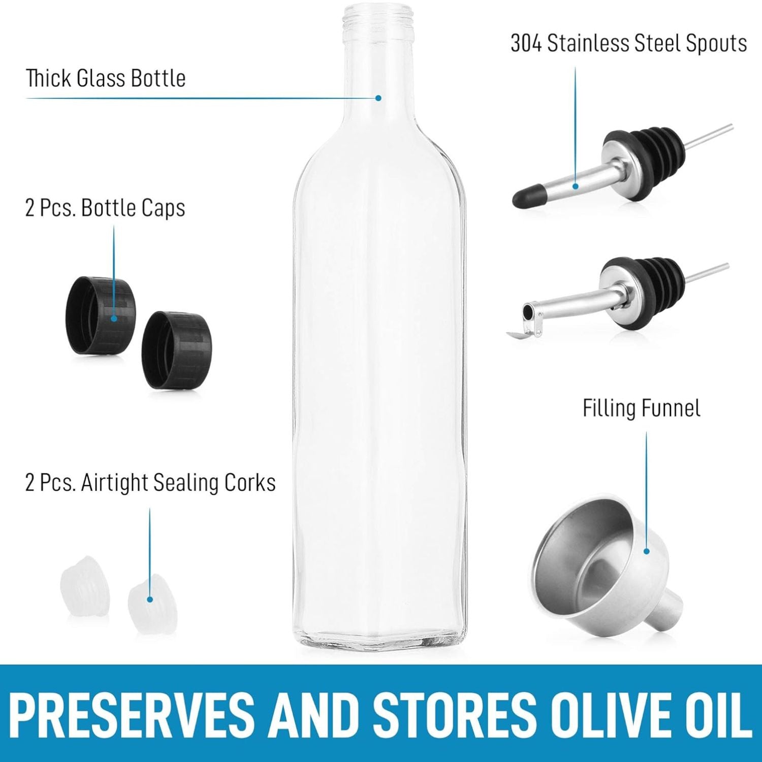 High Quality Olive Oil Dispenser Bottle with Stainless Steel Spout by Zulay Kitchen