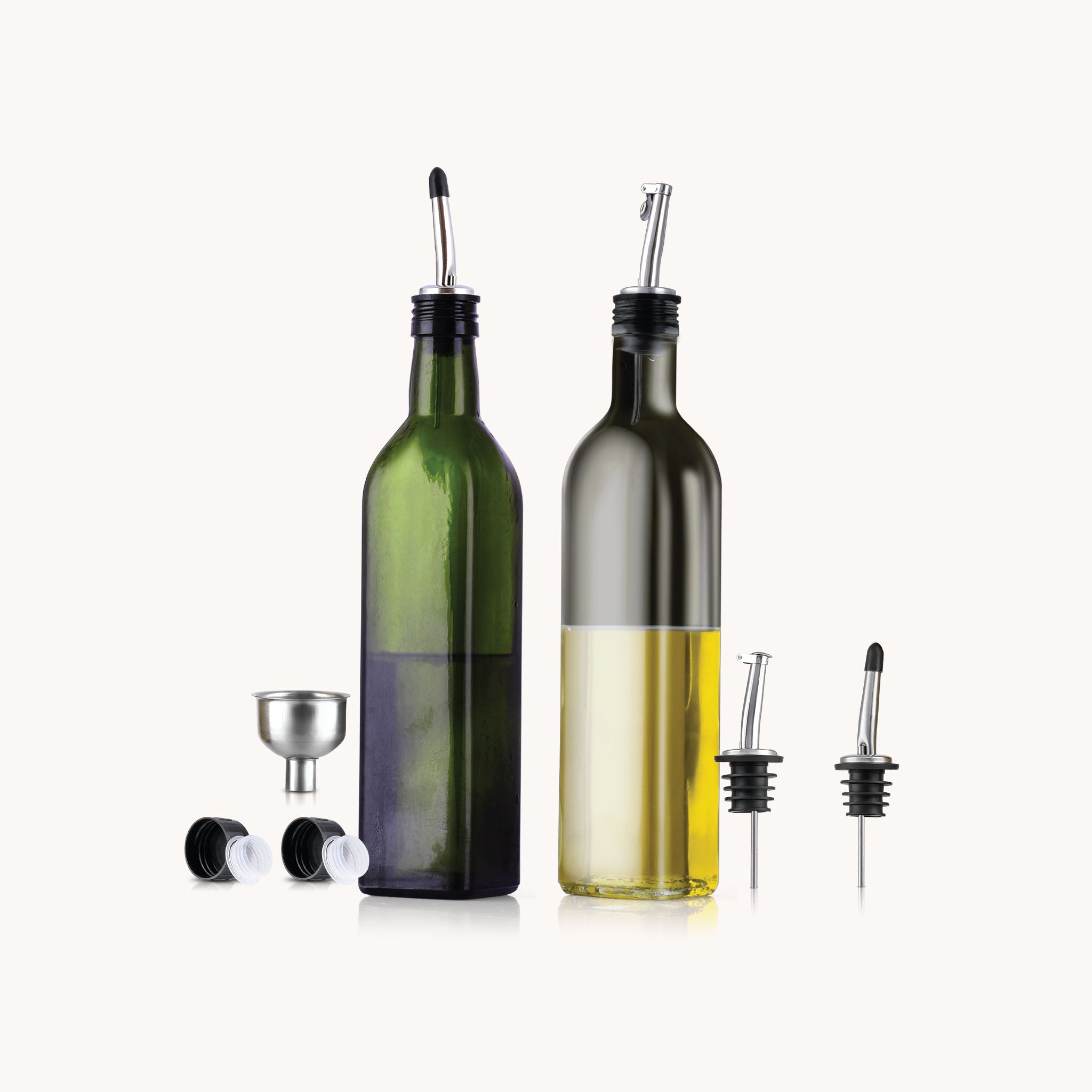 Olive Oil Dispenser Bottle with Accessories - 2 Pack Clear and Olive Green by Zulay Kitchen