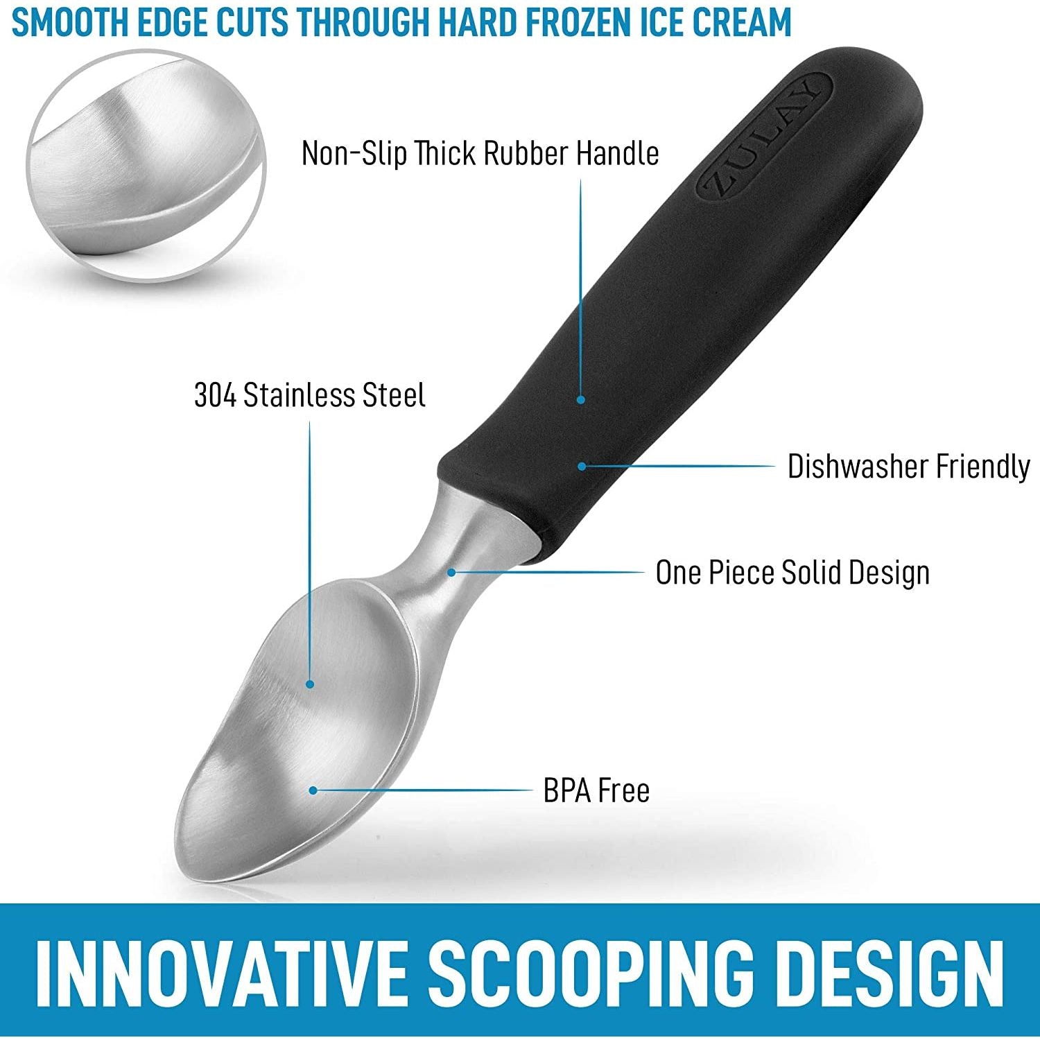 Innovative Ice Cream Scoop With Rubber Grip