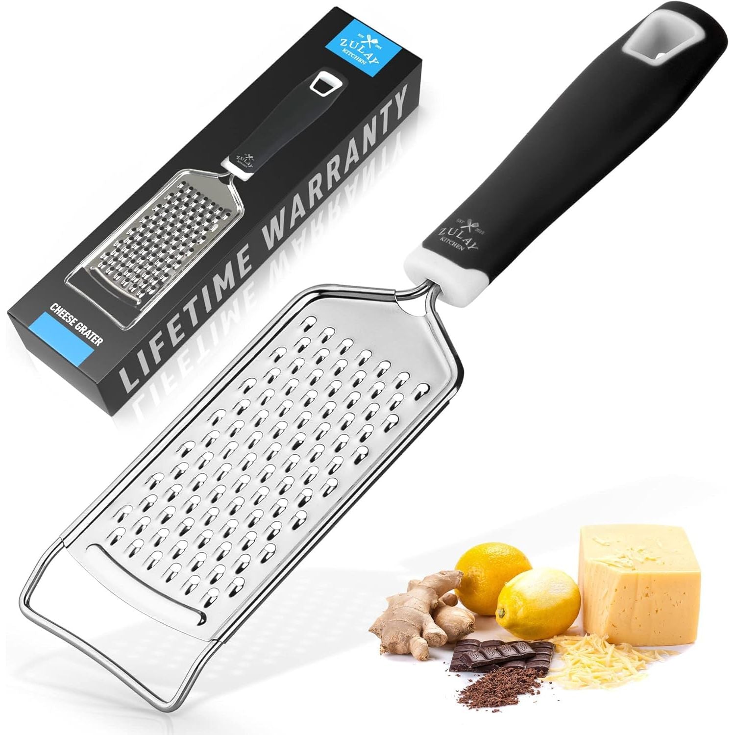 Zulay Kitchen Stainless Steel Flat Cheese Grater
