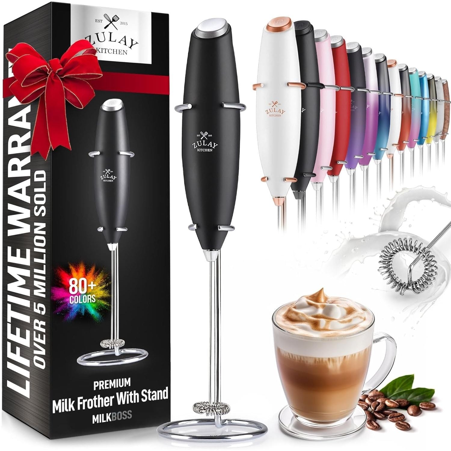 Different variations of Zulay Kitchen Milk Boss Milk Frother