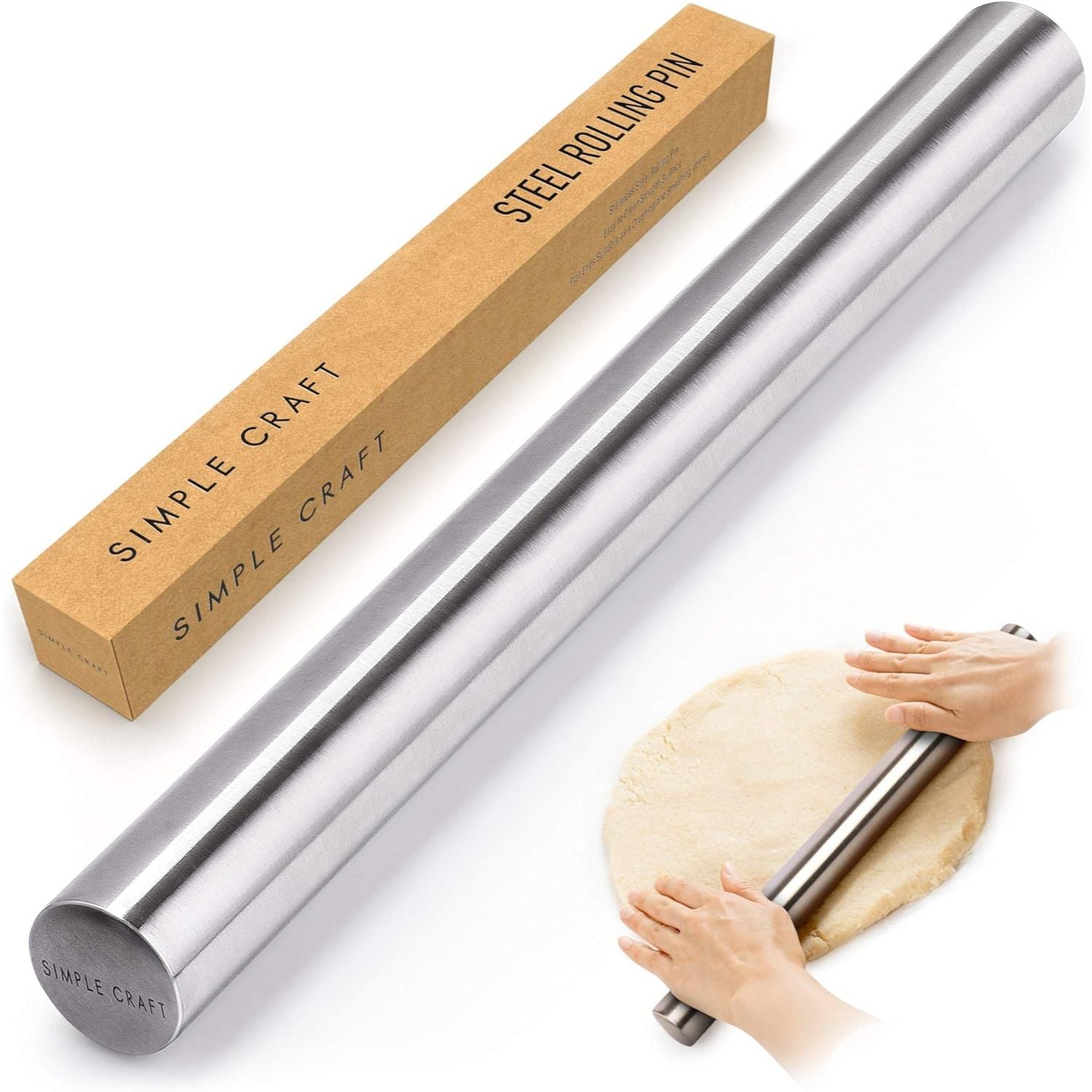 Simple Craft Premium 16” Rolling Pin For Making Cookies, Pastries, Pizza, Pies, and Pastas