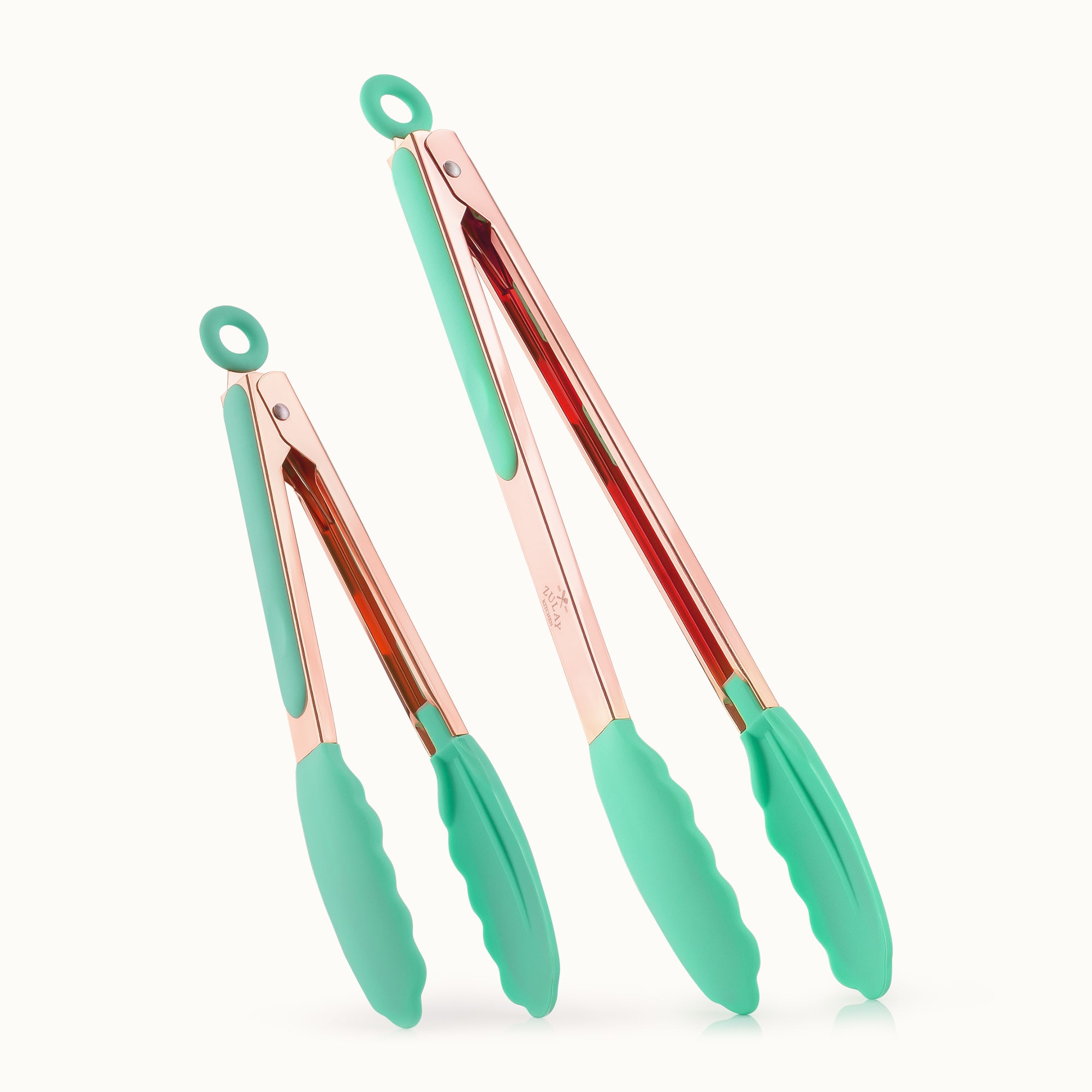2 Piece Tongs For Cooking (9" & 12")- Rose Gold and Mint by Zulay Kitchen
