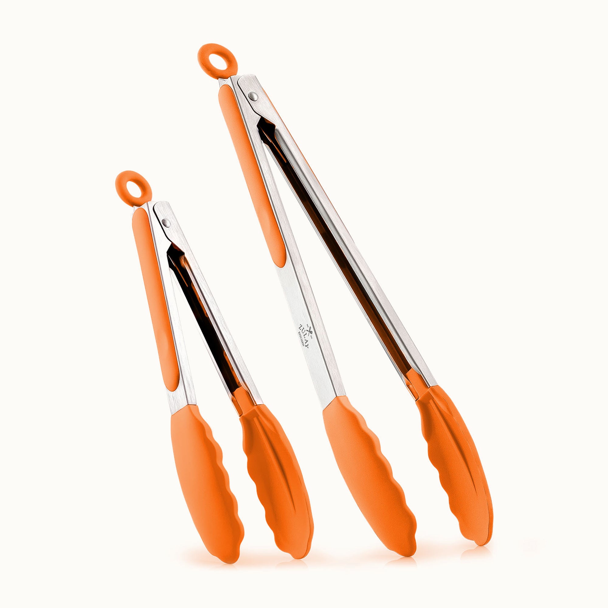 2 Piece Tongs For Cooking (9" & 12") - Silver and Orange by Zulay Kitchen