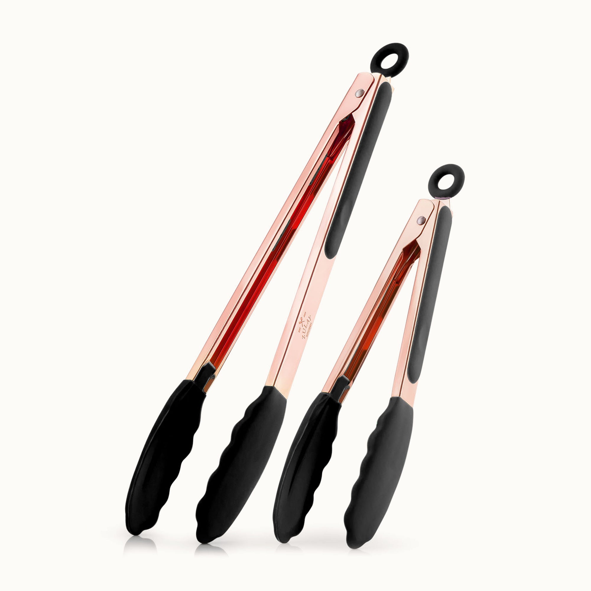 2 Piece Tongs For Cooking (9" & 12")-Rose Gold and Black by Zulay Kitchen