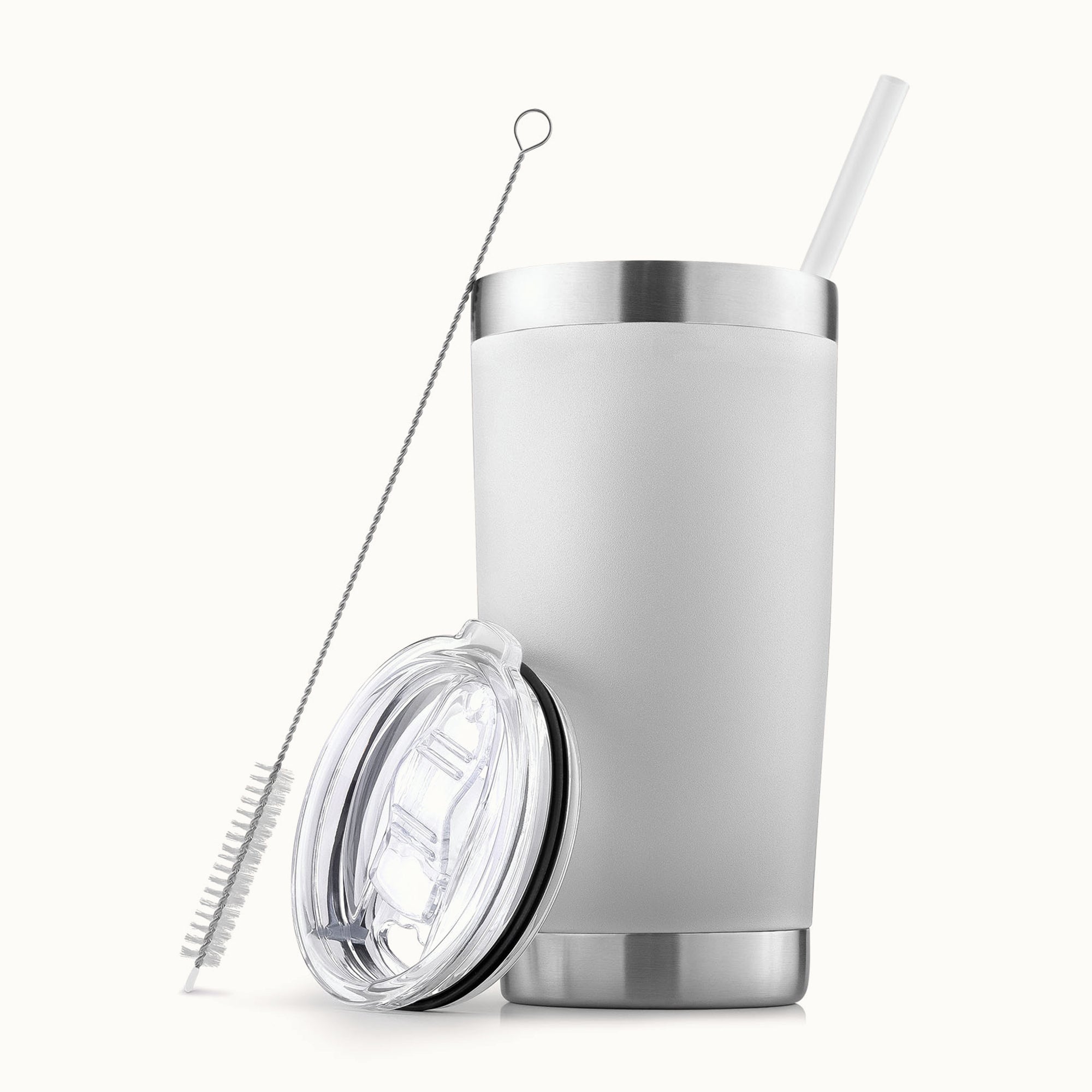 20 oz Tumbler With Lid and Straw - White by Zulay Kitchen