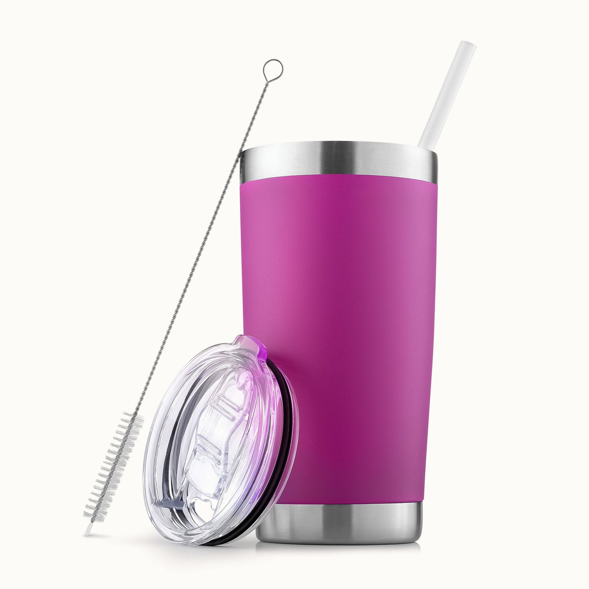 20 oz Tumbler With Lid and Straw - Fuchsia by Zulay Kitchen