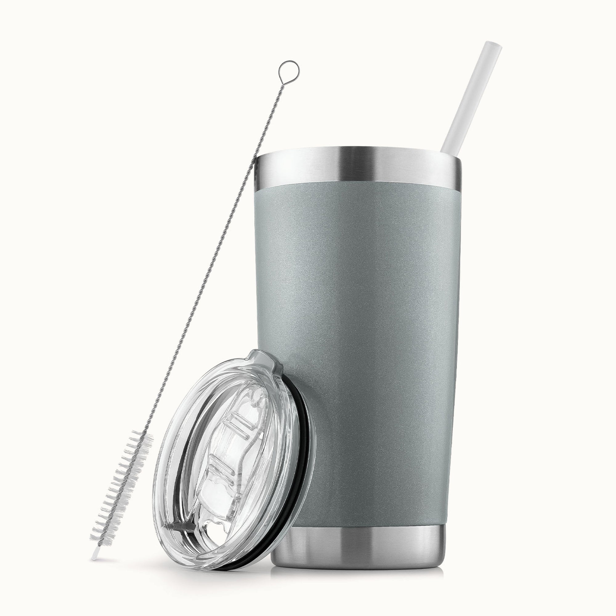 20 oz Tumbler With Lid and Straw - Grey Shimmer by Zulay Kitchen