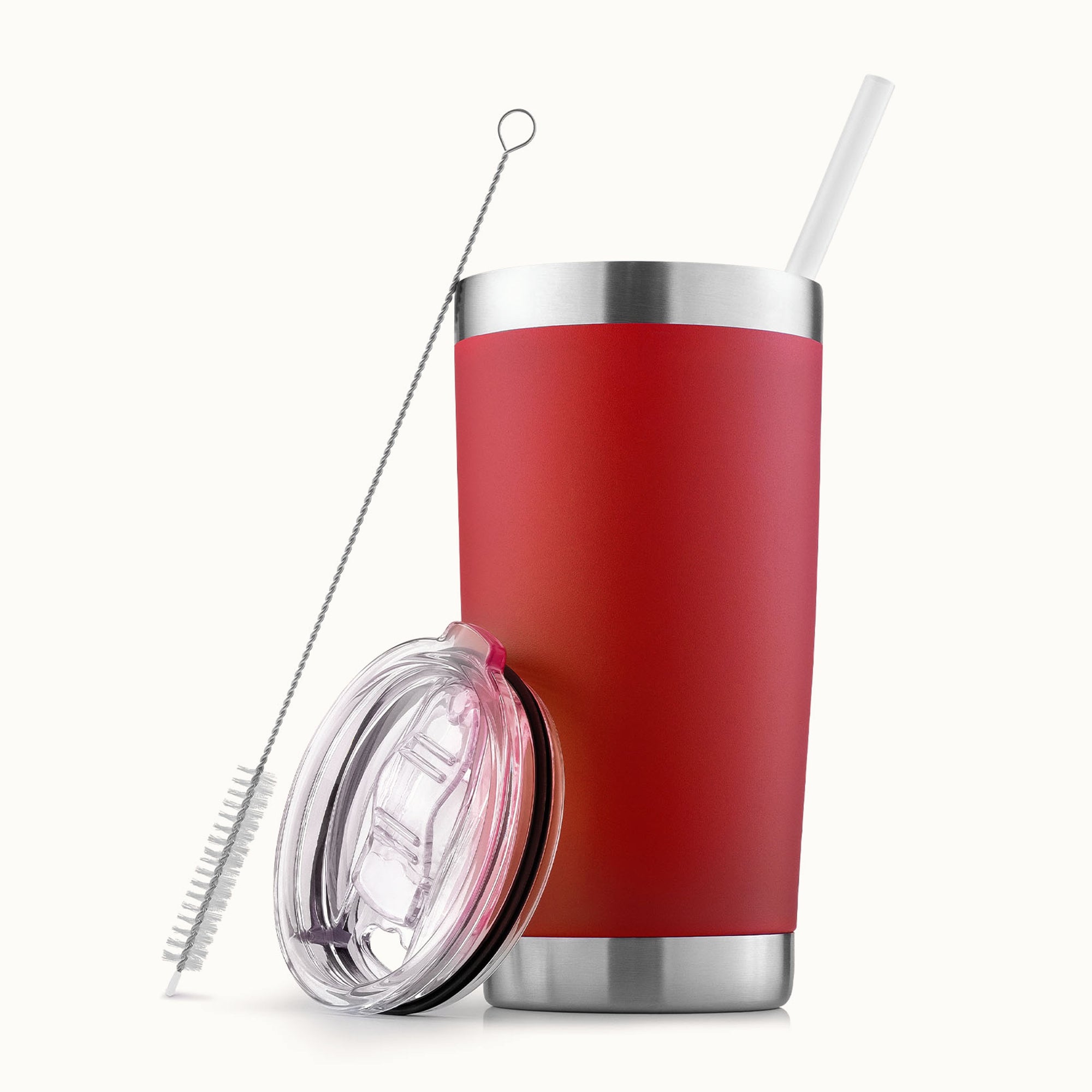 20 oz Tumbler With Lid and Straw-Red by Zulay Kitchen