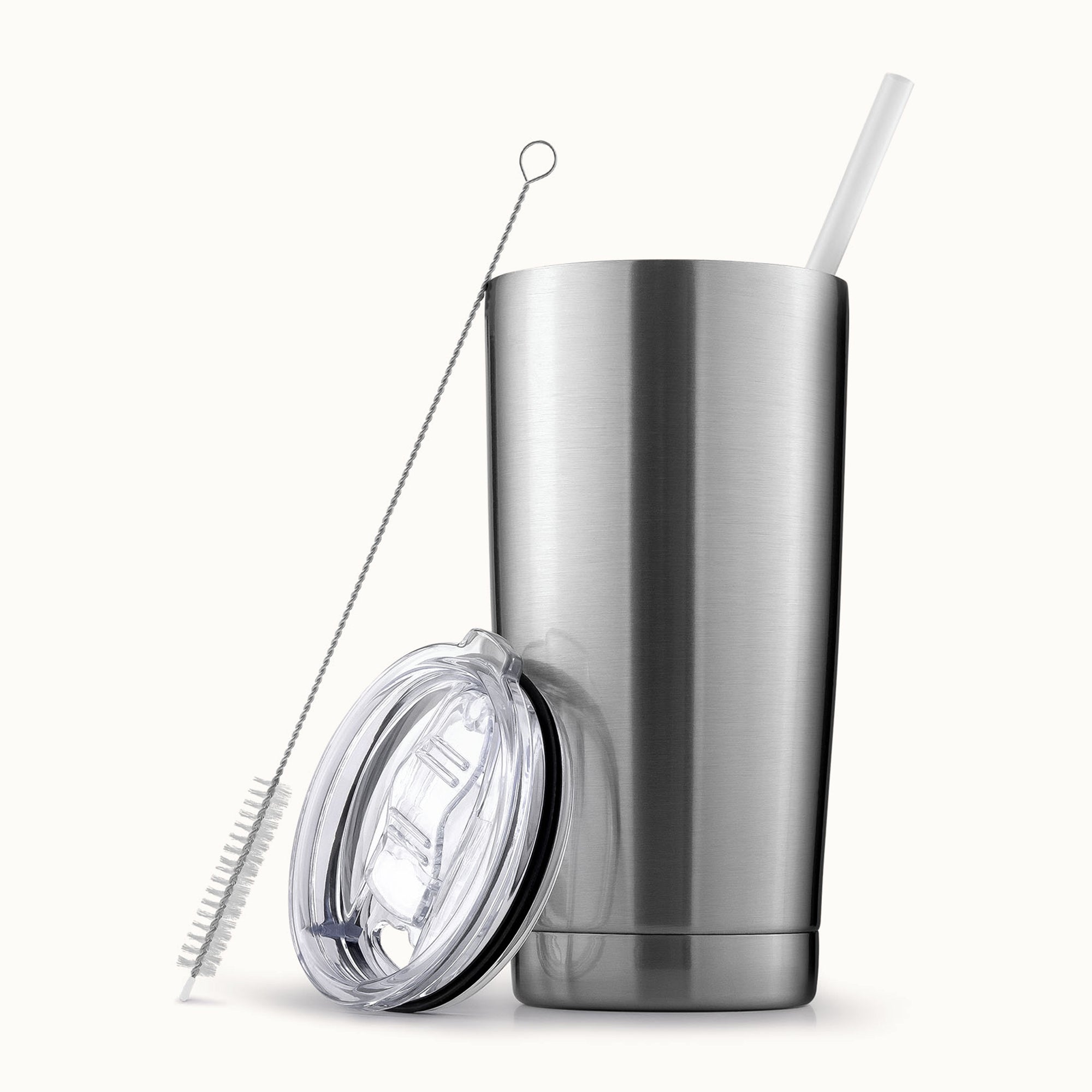 20 oz Tumbler With Lid and Straw-Silver by Zulay Kitchen