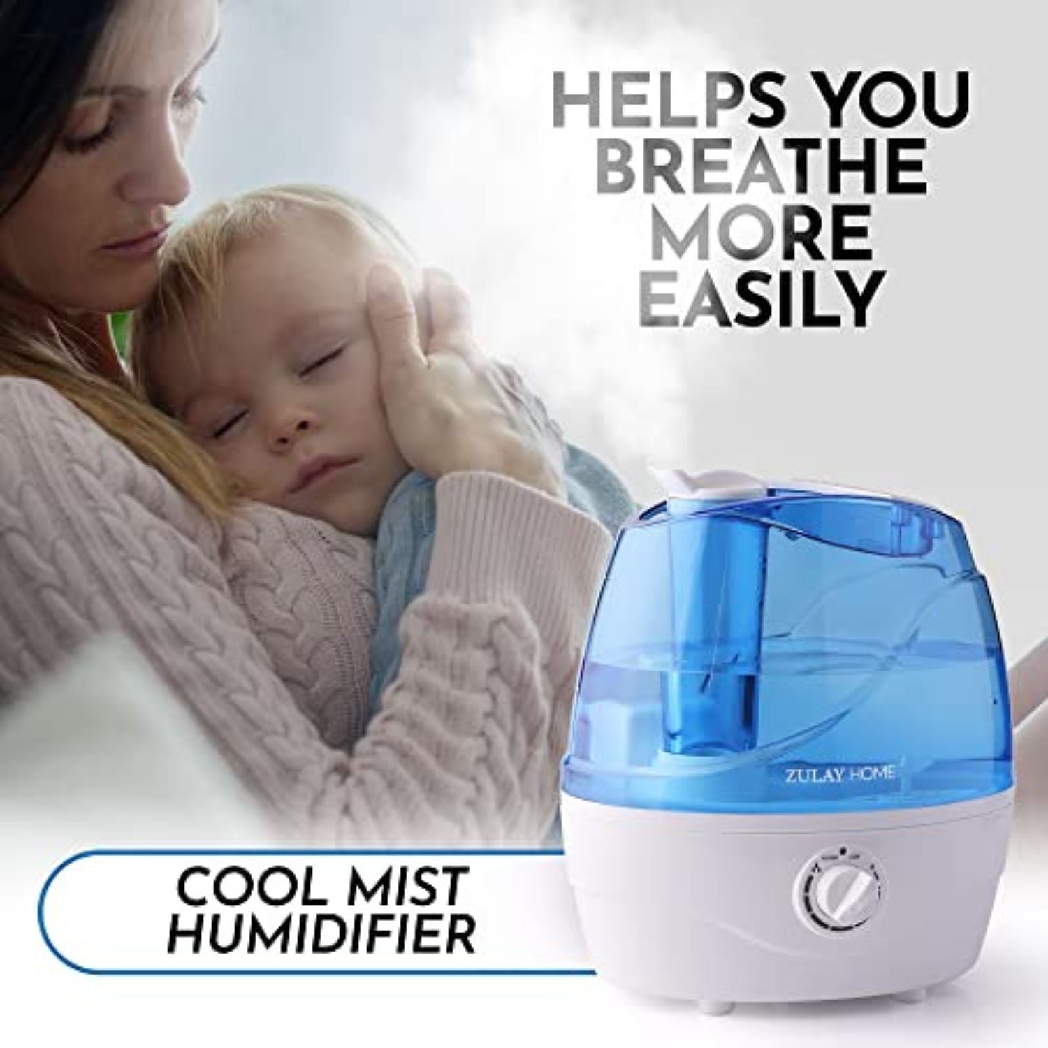 Cool Mist Humidifiers with 2.2L Water Tank & Adjustable Nozzle