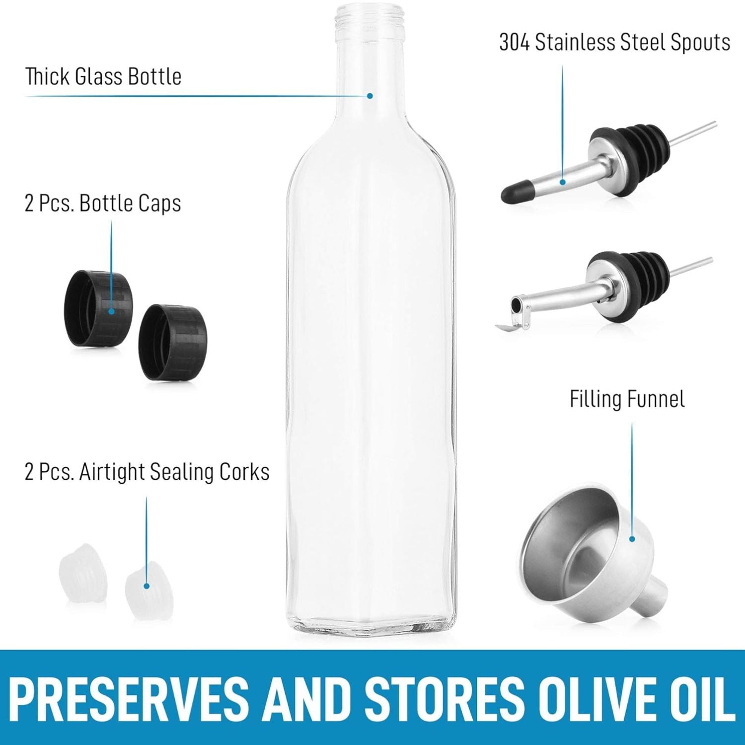 Olive Oil Dispenser Bottle with Accessories