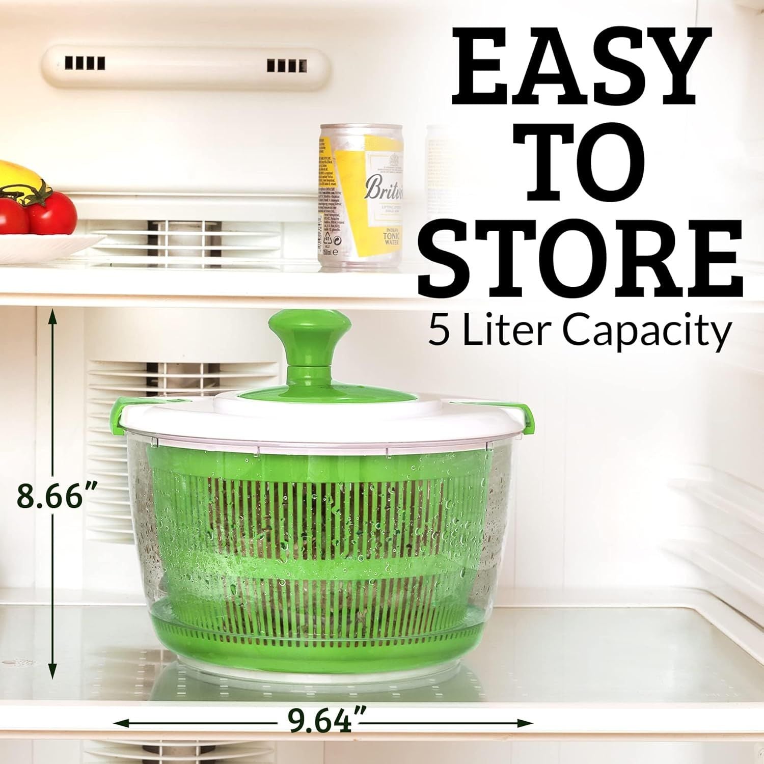 Spin and Dry Greens Quickly with 5-Liter Salad Spinner by Zulay Kitchen