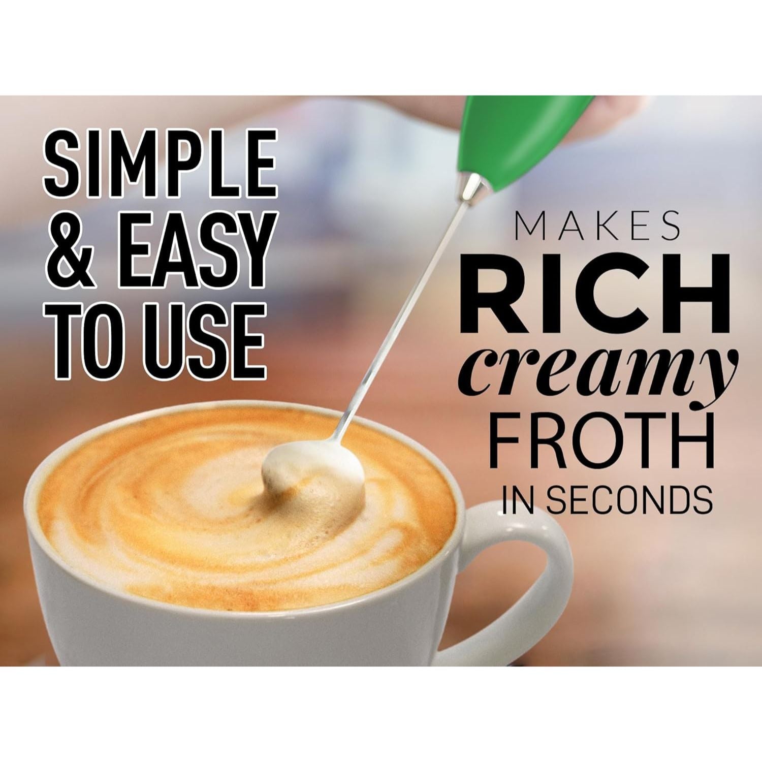 Easy to use, powerful Handheld Milk Frother - With Stand