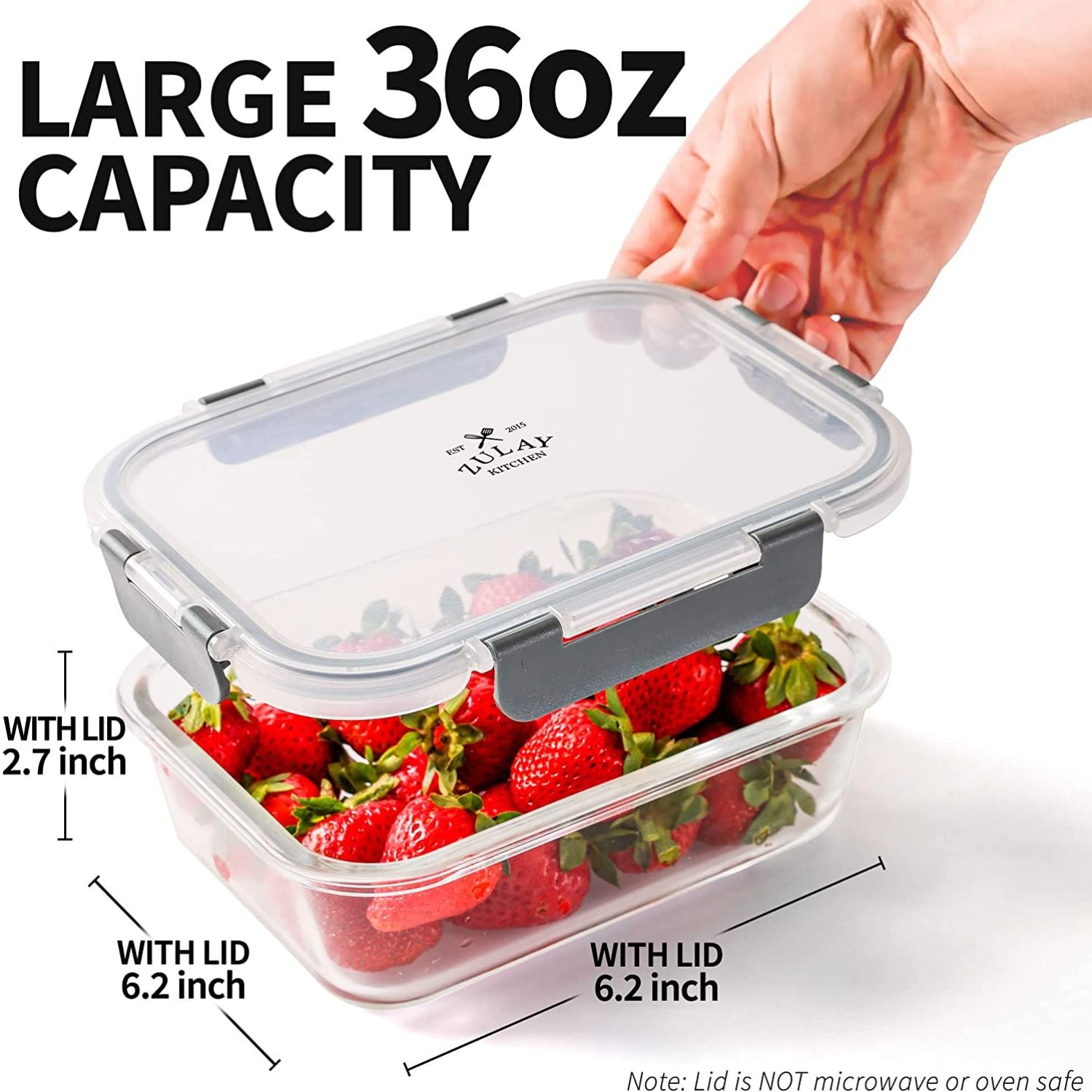 Large Capacity Snap Lock Glass Food Containers