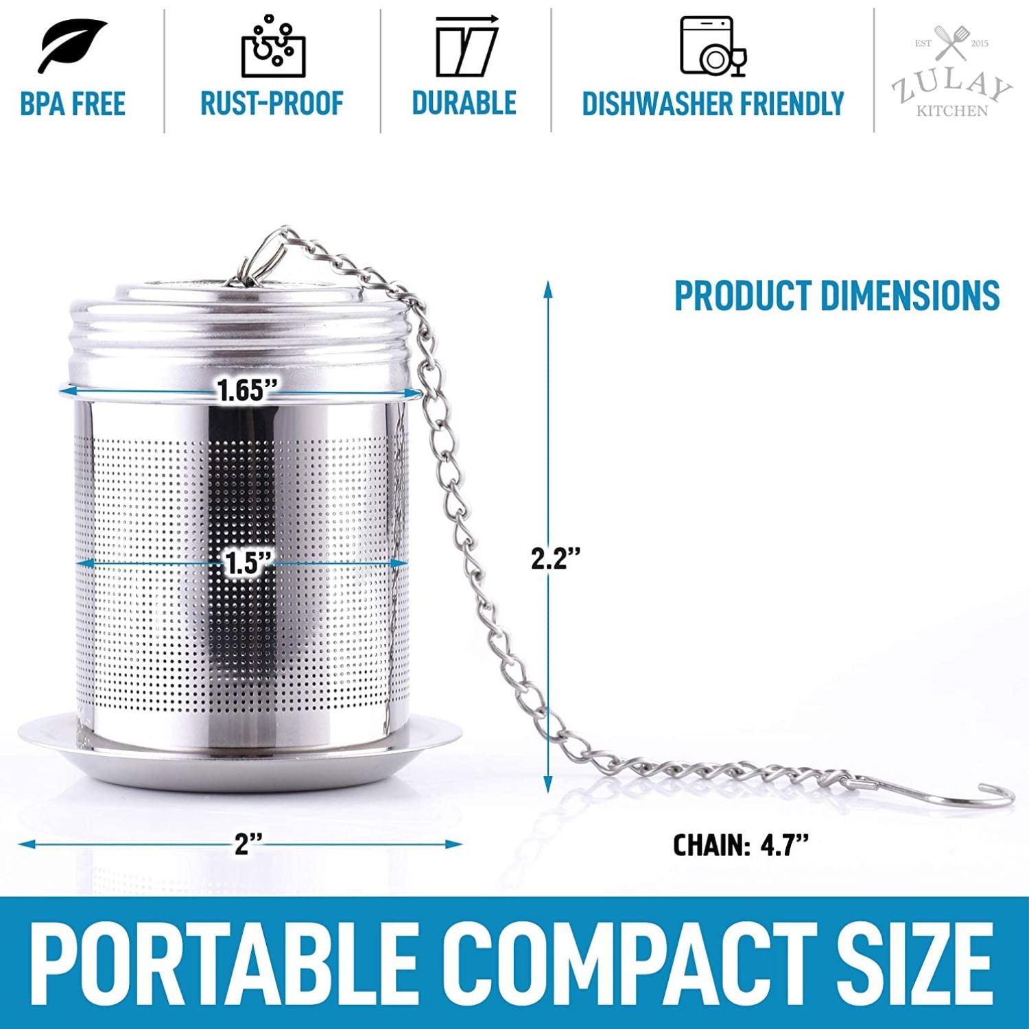 portable compact size Stainless Steel Tea Infusers