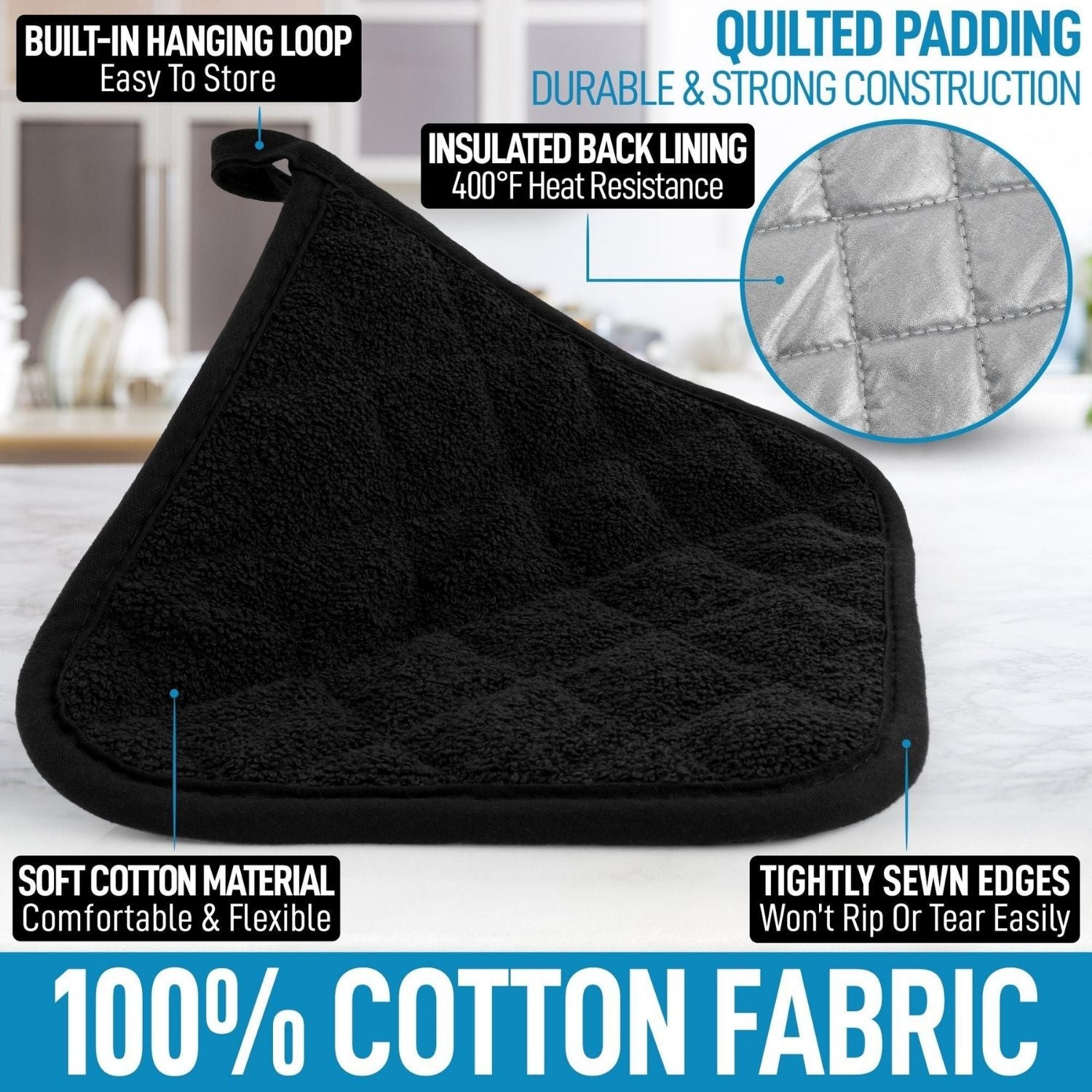 100% cotton fabric pot holder