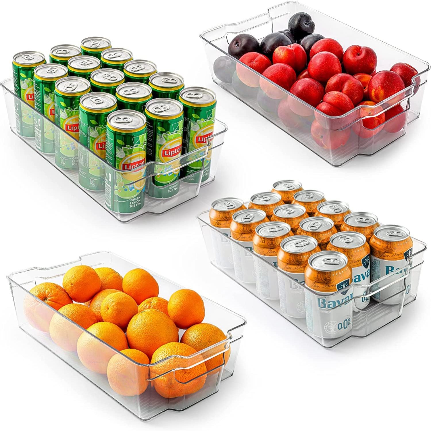 Clear Refrigerator Organizer Bins - 4pc - Easy To Access, Stackable Fridge Bins in Multiple Sizes