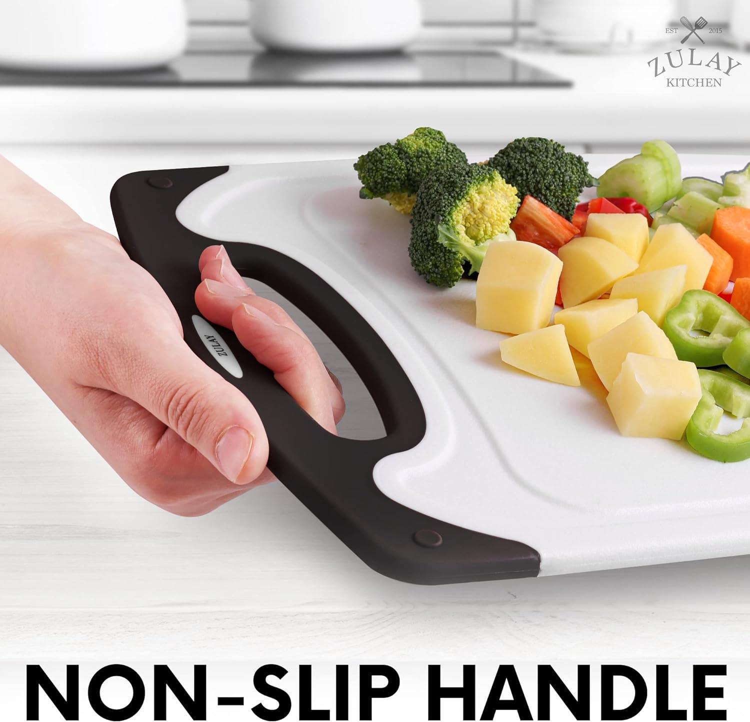 Cutting Board Set with Non Slip Handle by Zulay Kitchen