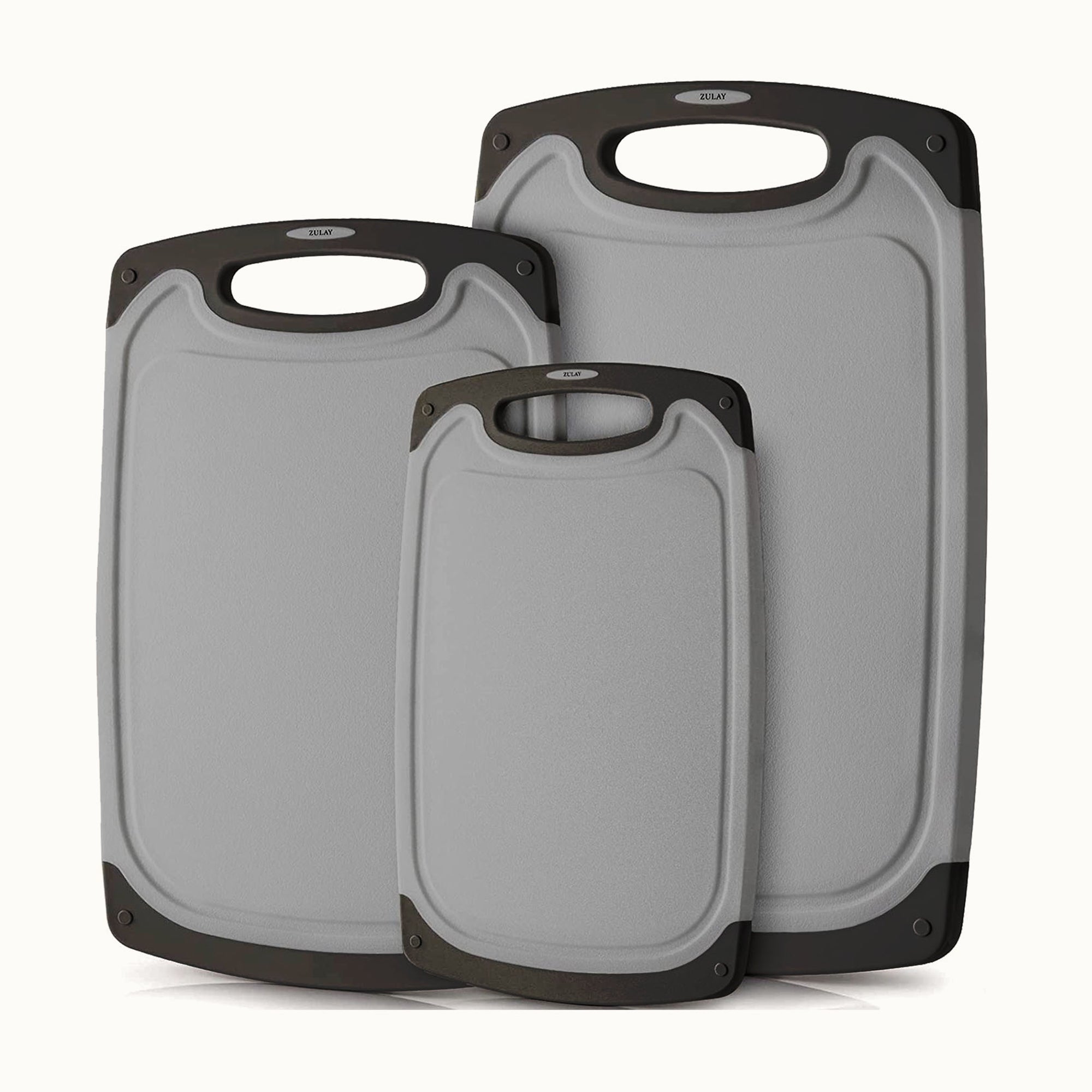 3 Piece Cutting Board Set - Non-Slip, Durable-Grey and Black by Zulay Kitchen