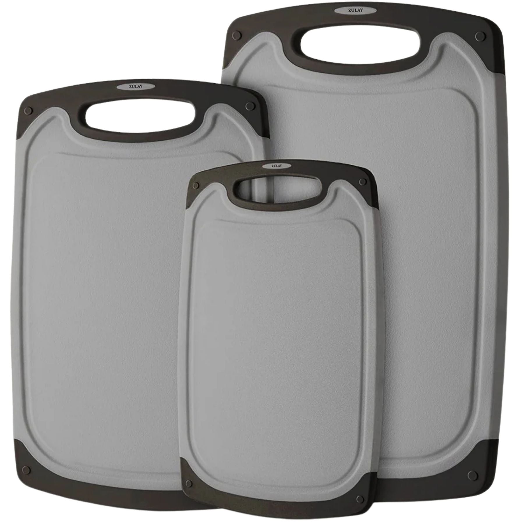 3 Piece Cutting Board Set - Non-Slip, Durable-Grey and Black by Zulay Kitchen