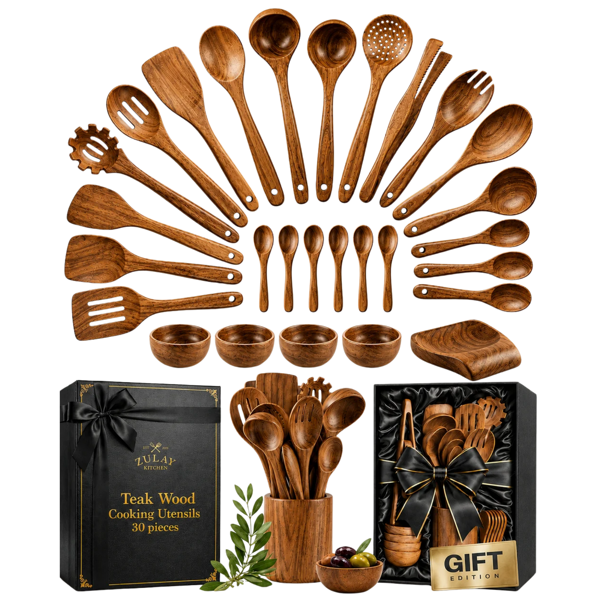 Teak Wood Utensils Set