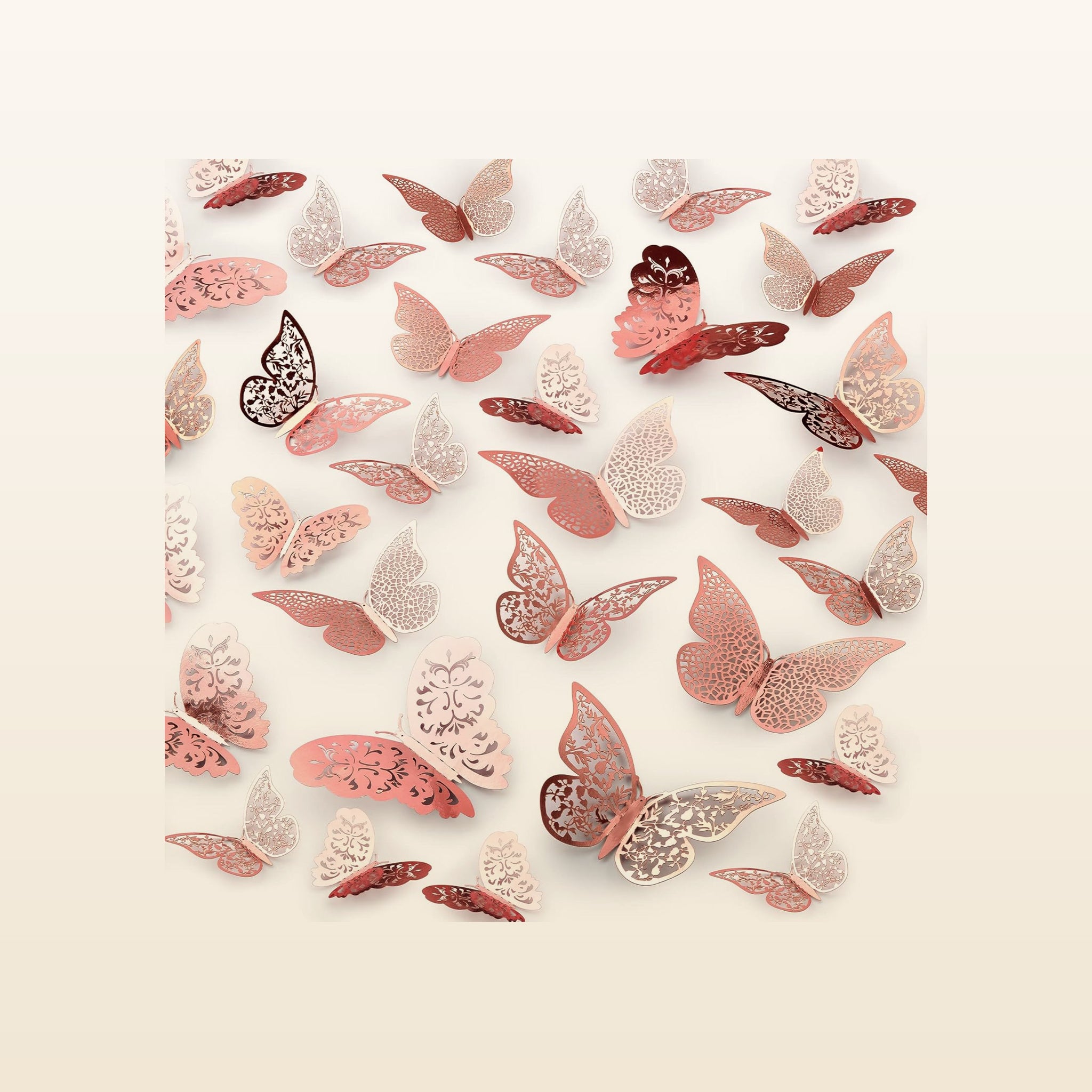 3D Butterfly Wall Decor - 48 Pieces Metallic Rose Gold by Zulay Kitchen