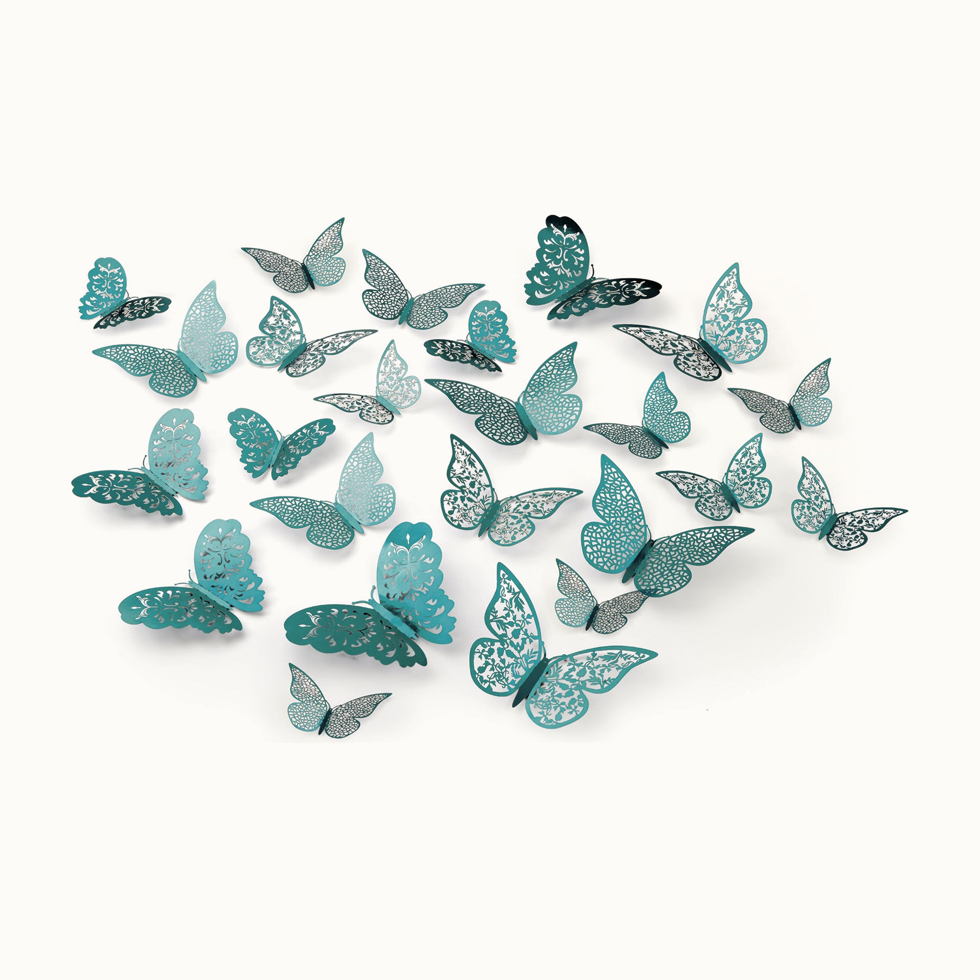 3D Butterfly Wall Decor - 24 Pieces-Metallic Turquoise 3D by Zulay Kitchen