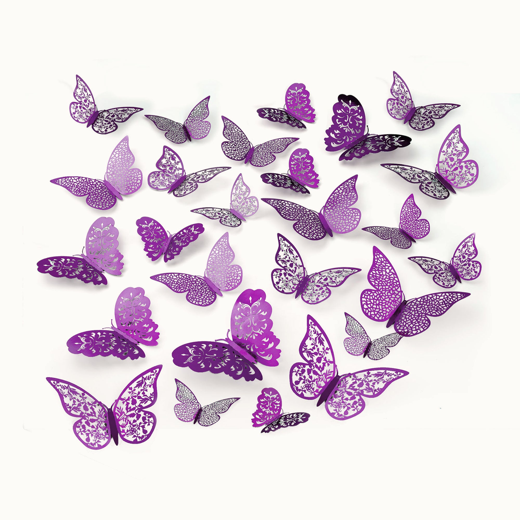 3D Butterfly Wall Decor - 24 Pieces-Metallic Purple 3D by Zulay Kitchen