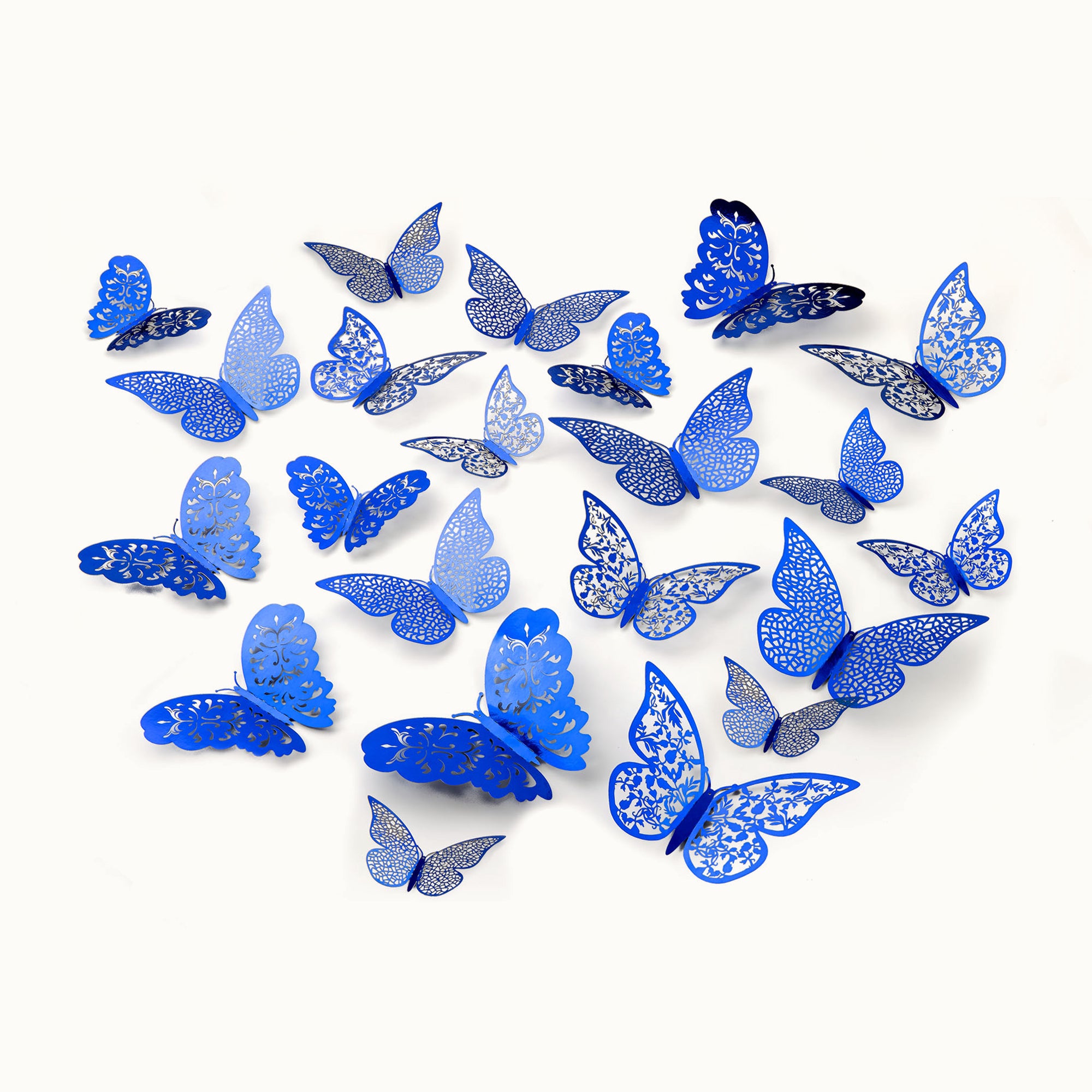 3D Butterfly Wall Decor - 24 Pieces-Metallic Blue 3D by Zulay Kitchen