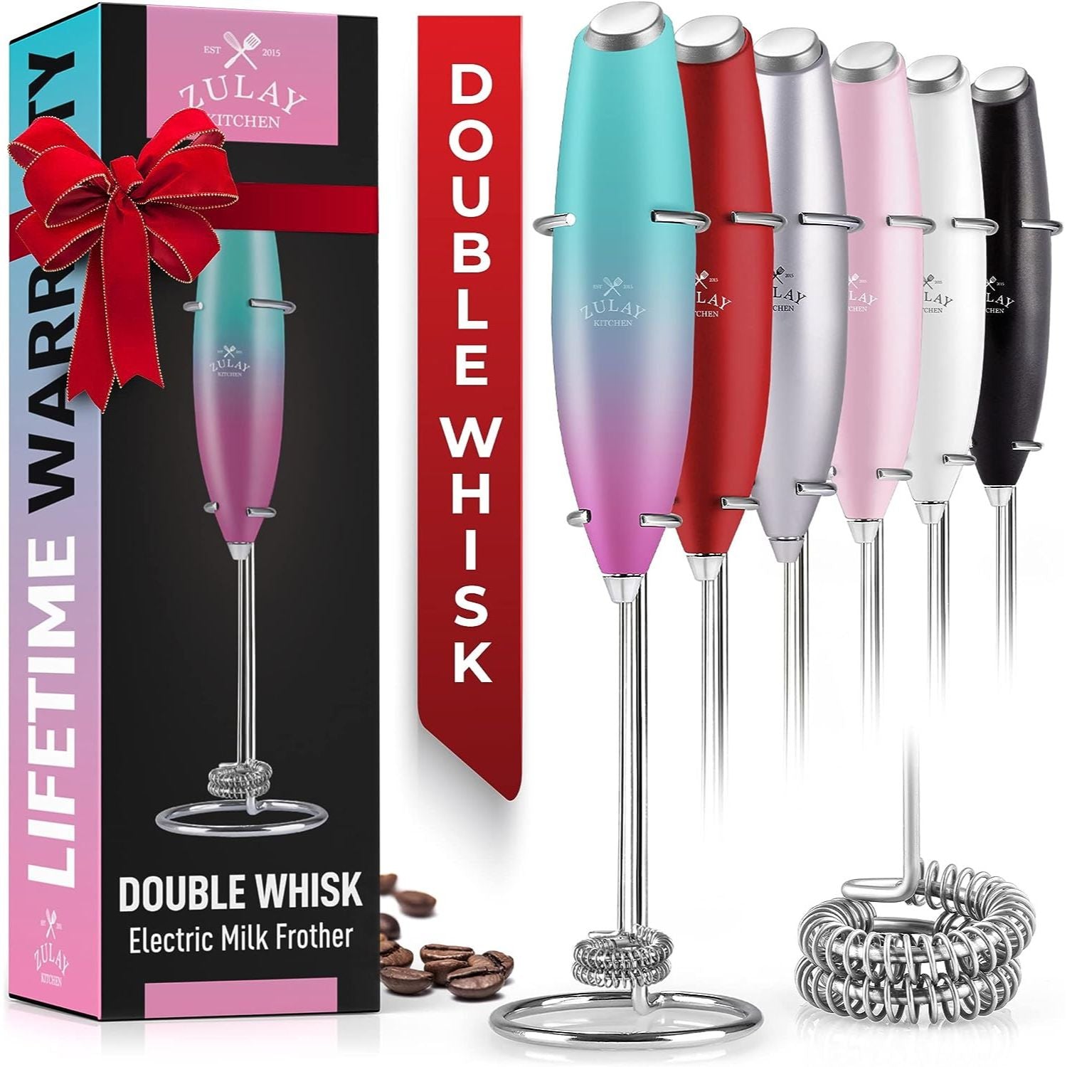 Double Whisk Electric Milk Frother