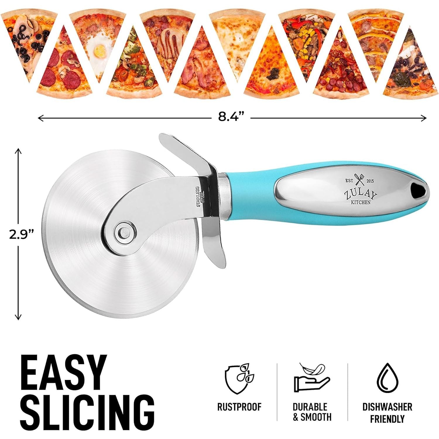 Pizza Cutter Wheel With Non Slip Ergonomic Handle