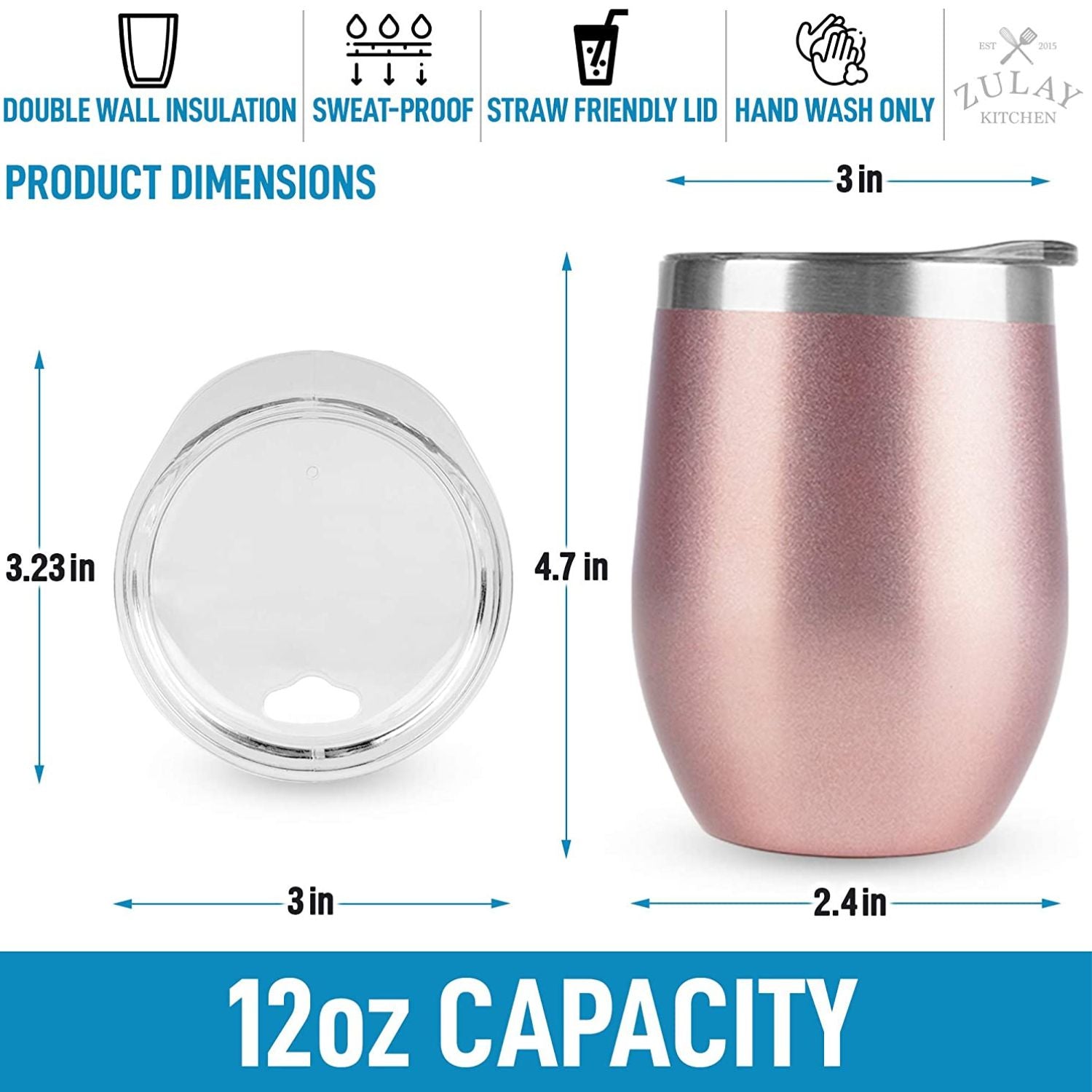 Sweat proof Insulated Wine Tumbler With Lid